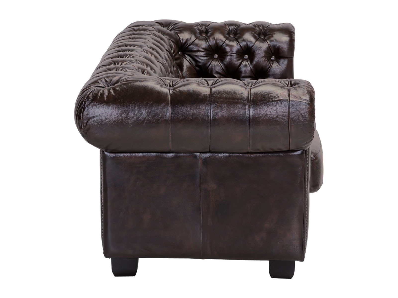 massivum Chesterfield-Sofa 3-Sitzer Echtleder braun – Bild 3 von 5