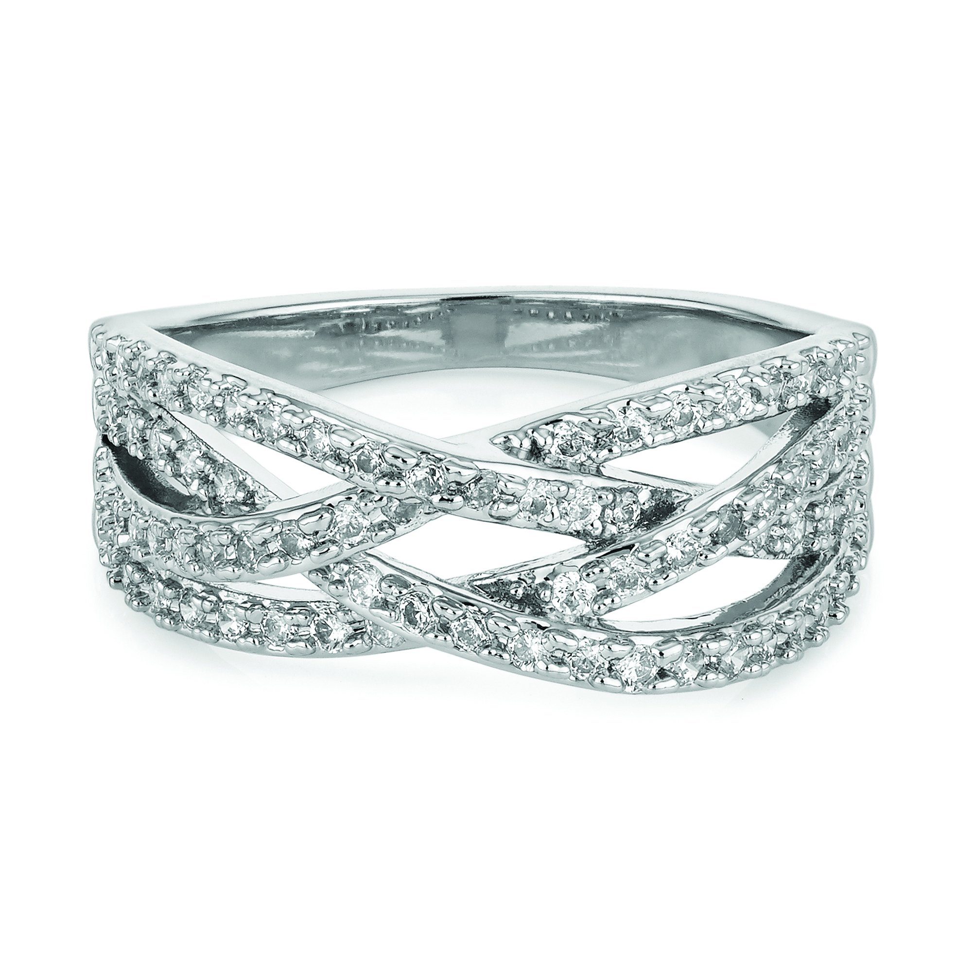 Buckley London Fingerring Messing rhodiniert Kristalle