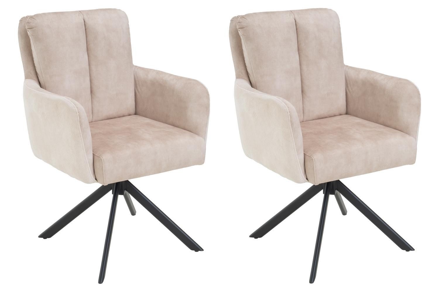 Esszimmerstuhl ALEX, Beige, Stoffbezug, Metallgestell, 180 Grad Drehbar