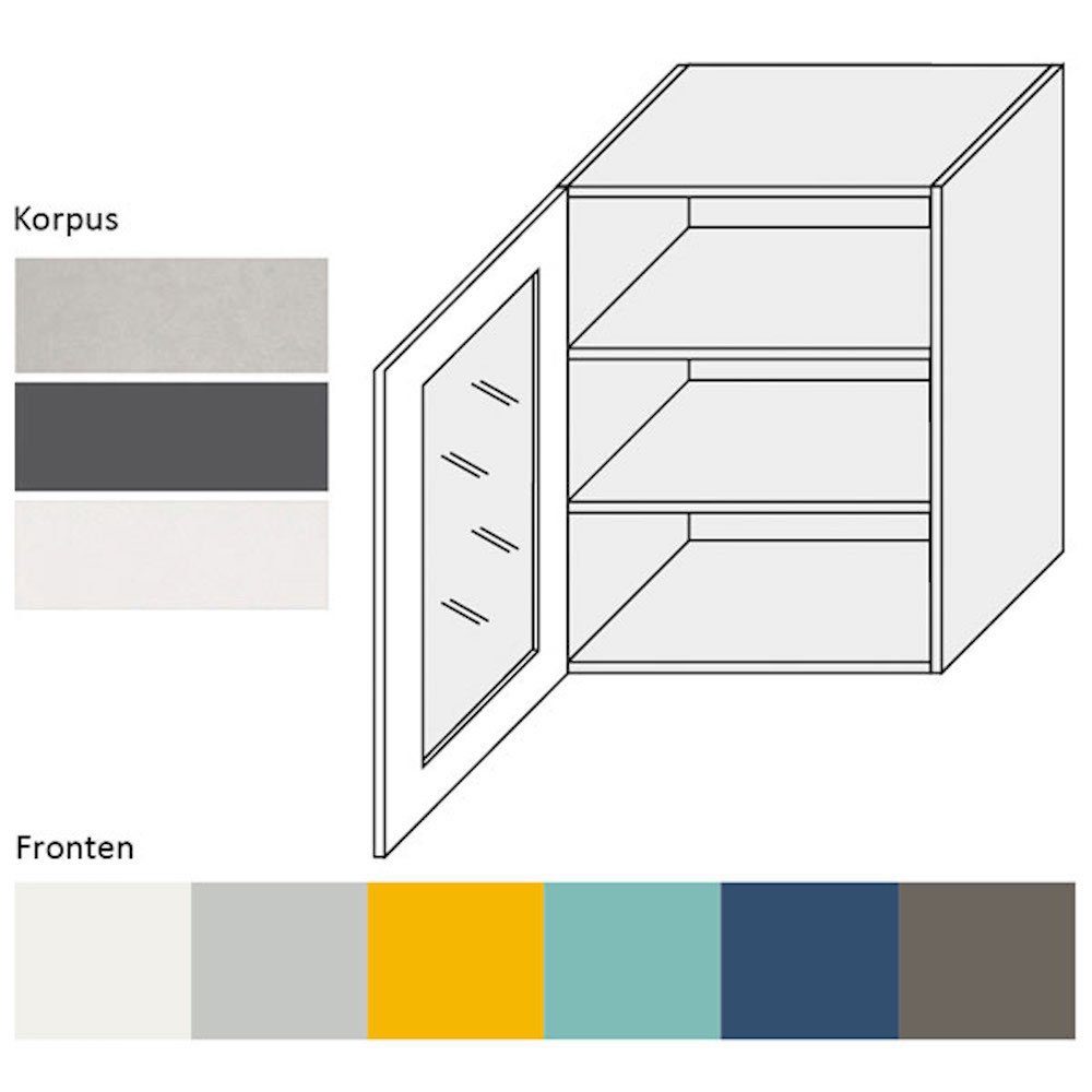 Feldmann-Wohnen Klapphängeschrank Napoli (Napoli) 1-türig & verkehrsweiß Korpusfarbe RAL Hochglanz Front-, Ausführung 60cm 9016 grifflos wählbar