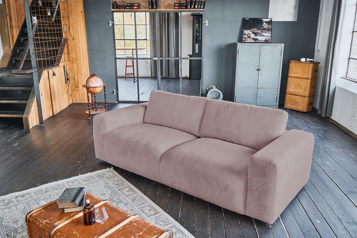 KAWOLA Sofa BODHI Cord Couch - Gemütlichkeit - Wohnzimmer Sofa - 3 Sitzer, Modernes Sofa für Drei, hochwertiger Bezug, toller Sitzkomfort – Bild 4 von 5