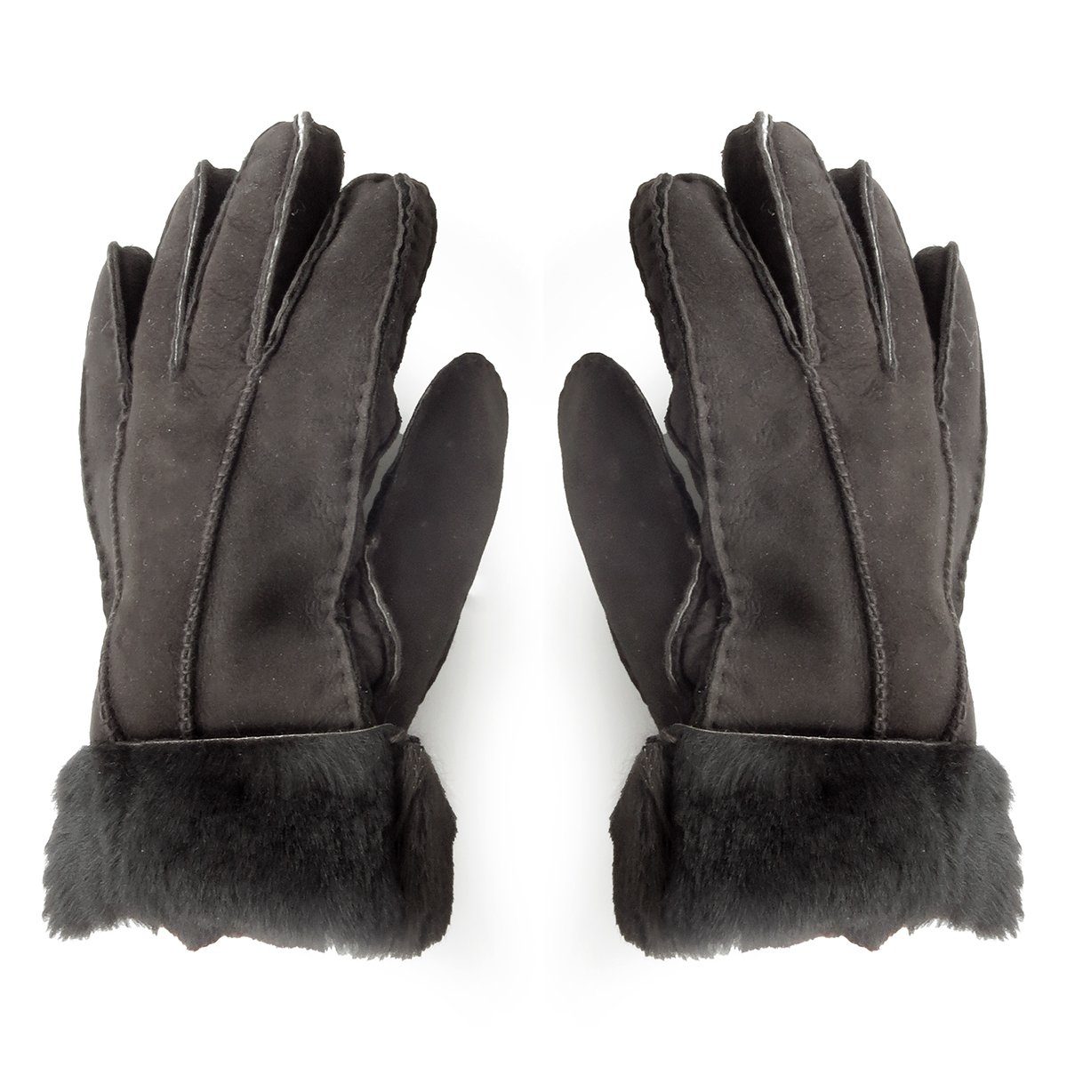 Sonia Originelli Strickhandschuhe Handschuhe Patchwork Schaf Lammfell  Winter Leder Farben können abweichen, Struktur des Fells kann abweichen