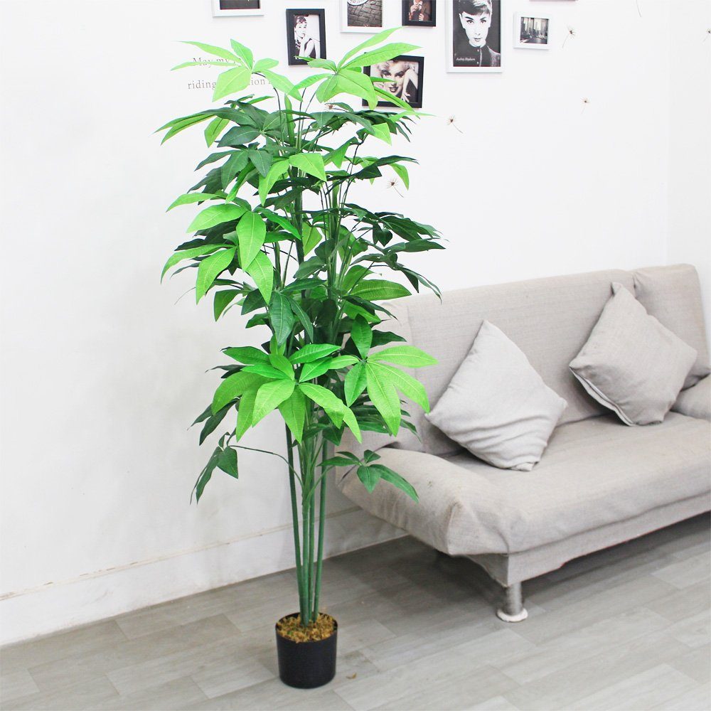 Künstliche Kunstpflanze Schefflera Aralia Pflanze 150 cm Decovego, Kunstpflanze Decovego