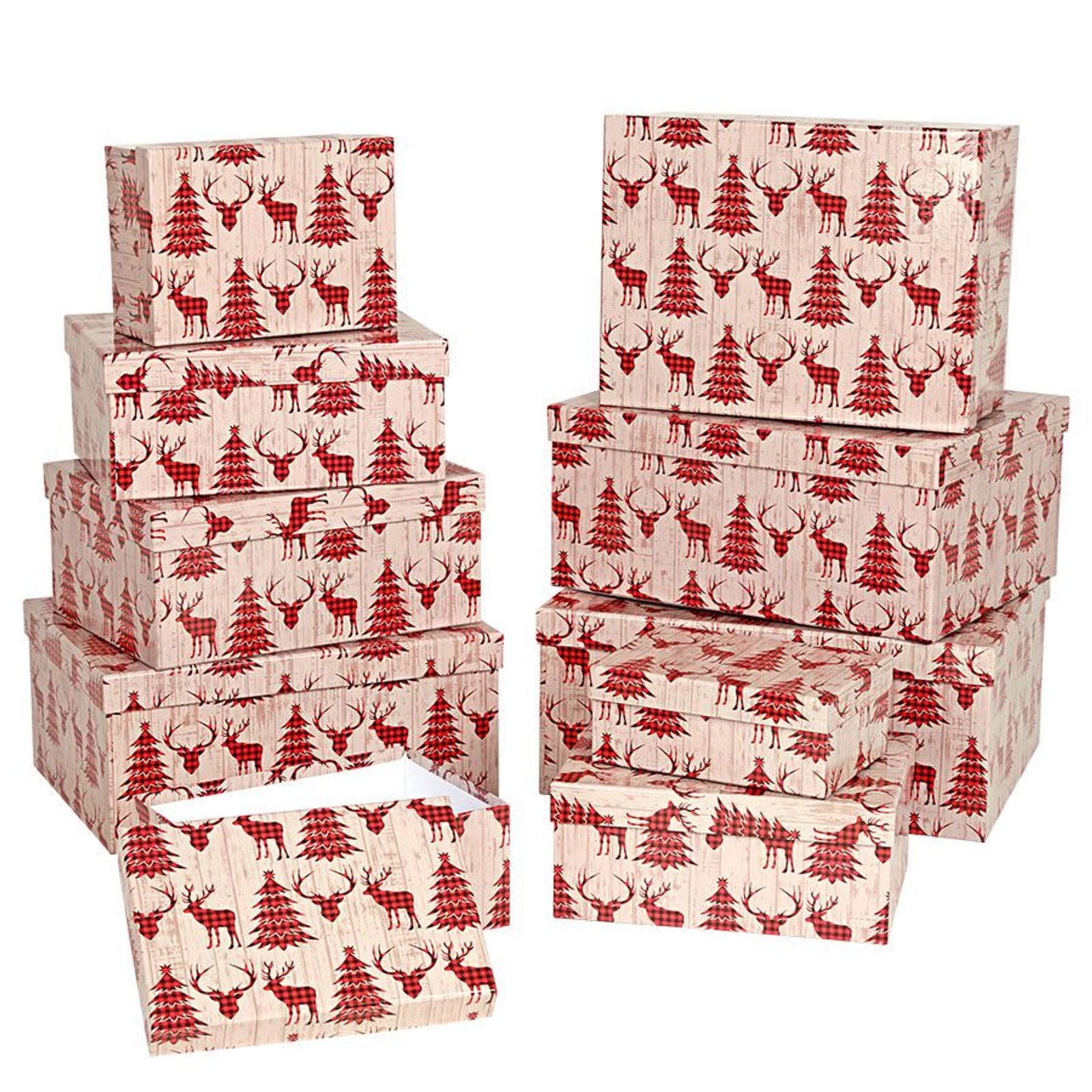 BURI Dekokiste Dekoboxen-Set Weihnachten 10-teilig
