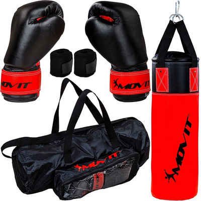 MOVIT Boxsack »Movit® Boxsack-Set 5,5kg, inkl. Boxsack befüllt« (Set, mit Tasche, mit Bandagen, mit Boxhandschuhen), für Kinder und Jugendliche, rot oder blau