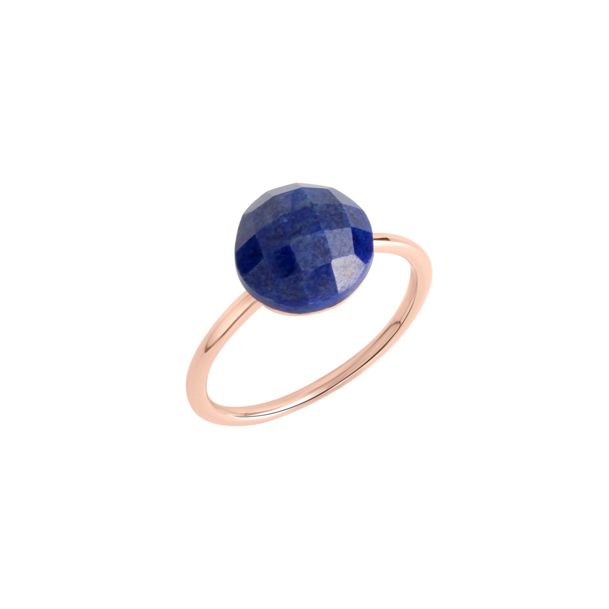 Fingerring Silber 925 rosé-vergoldet mit einem echten Lapislazuli 9x9,5mm