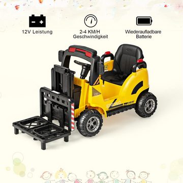 COSTWAY Spielzeug-Gabelstapler 12V Elektro-Kinderauto, mit Gabel & Palette