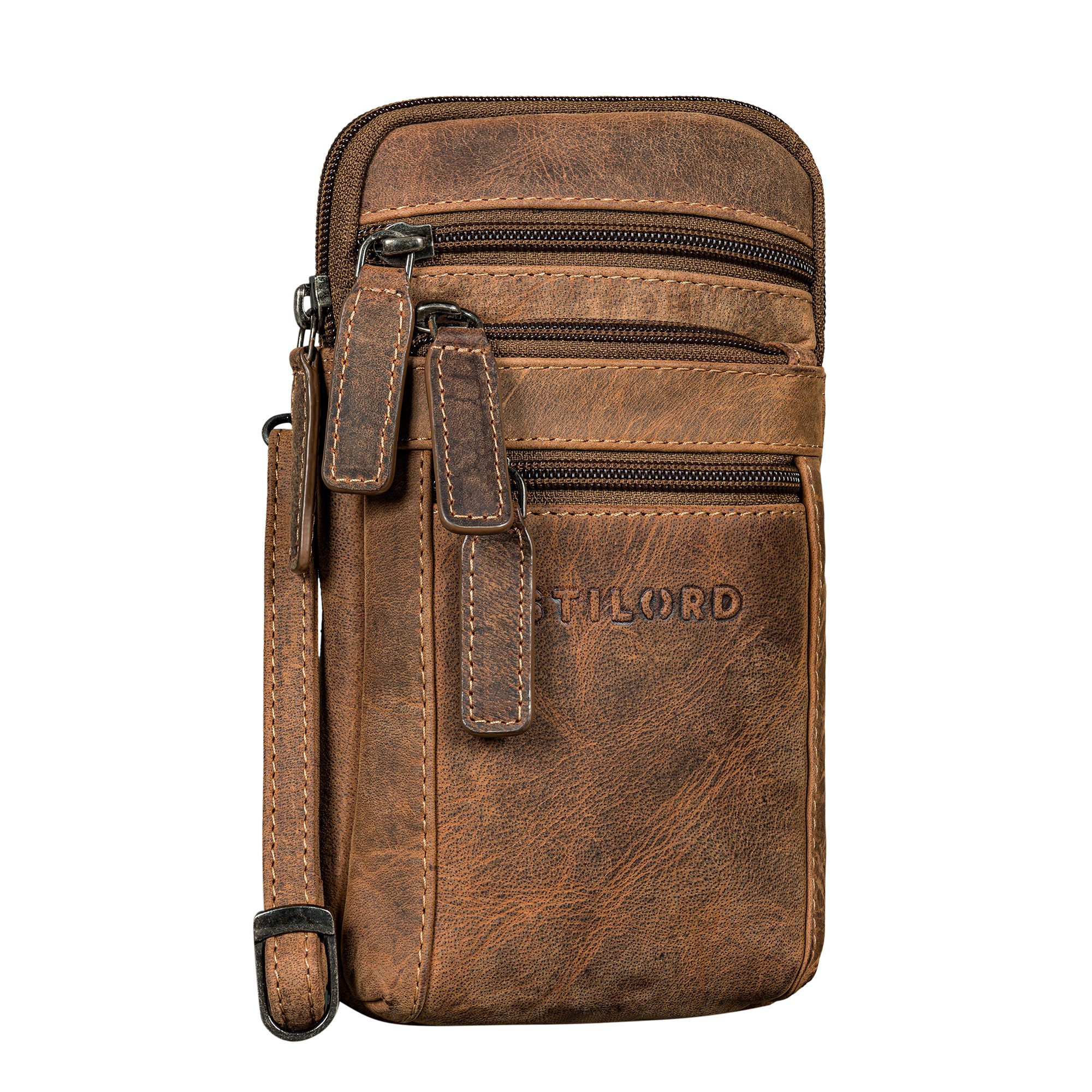 Handtasche "Mikael" 3-in-1 Brusttasche Herren Leder Handytasche Gürteltasche