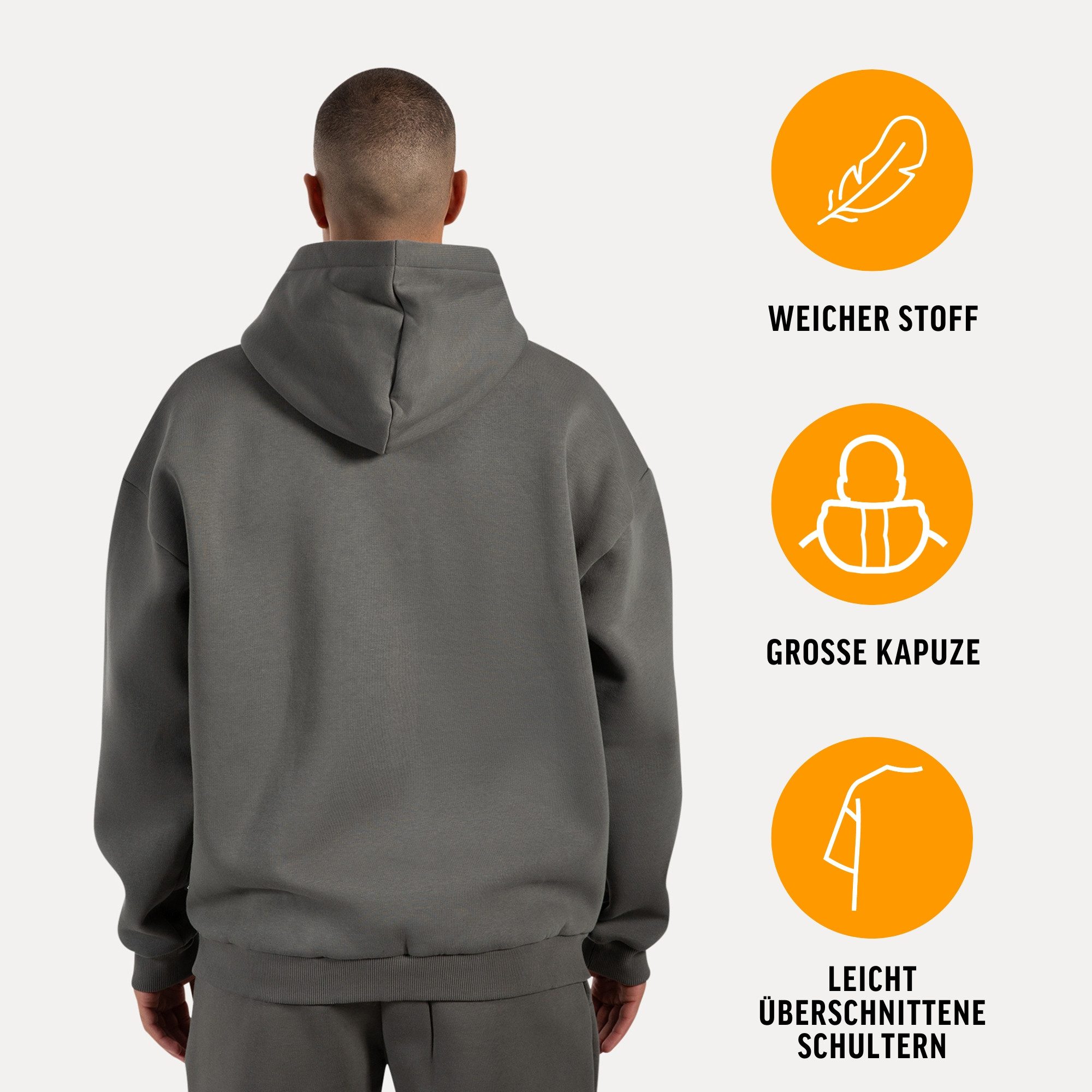 Smilodox Hoodie Dawson, Hochwertiger Kapuzenpullover im Oversize Fit, Sweatshirt Sweater Lässig Kängerutasche Metallabel hoher Baumwollanteil