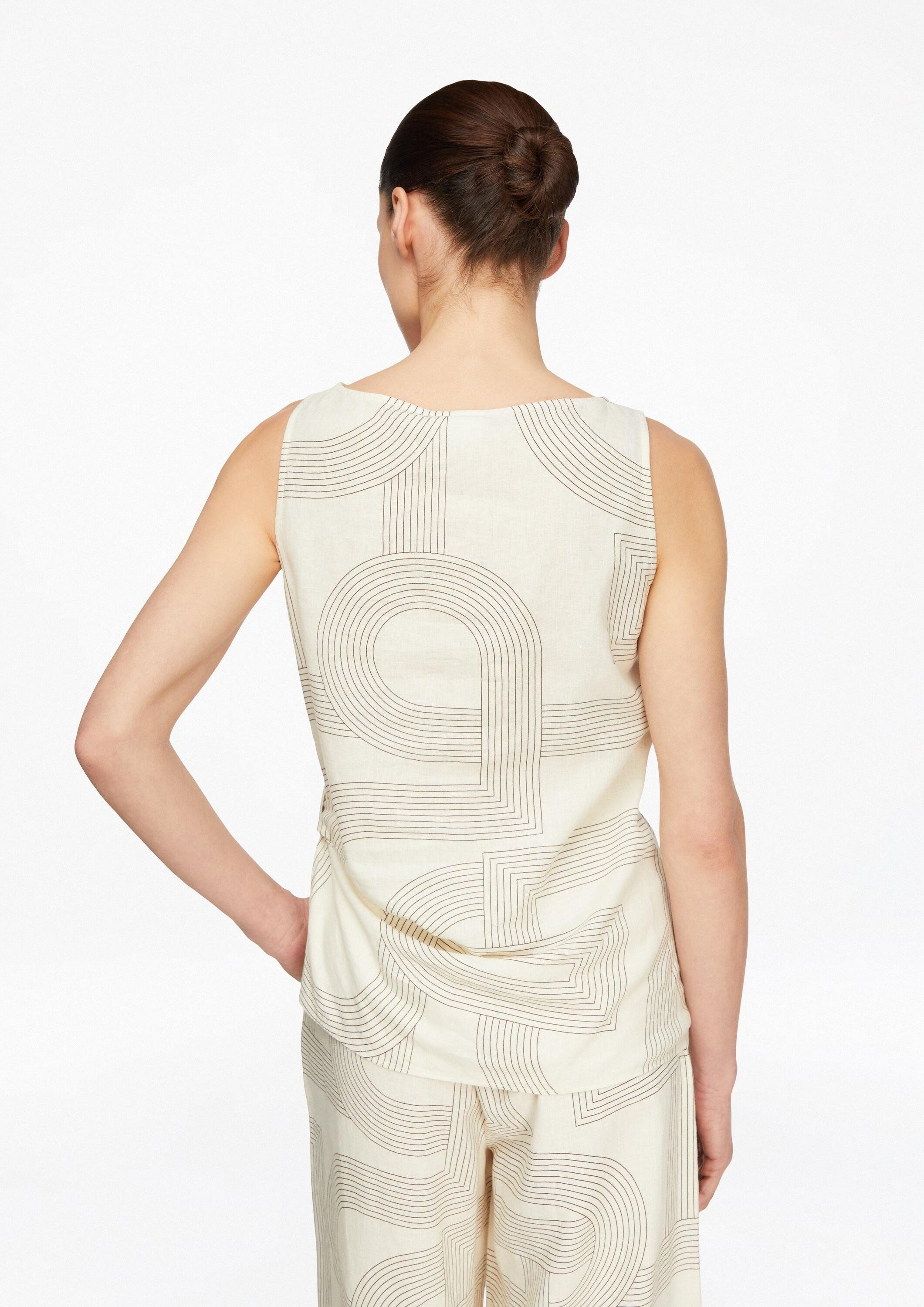 comma Blusentop Bluse Top aus Leinenmix mit Reißverschluss und Raffungs-Detail