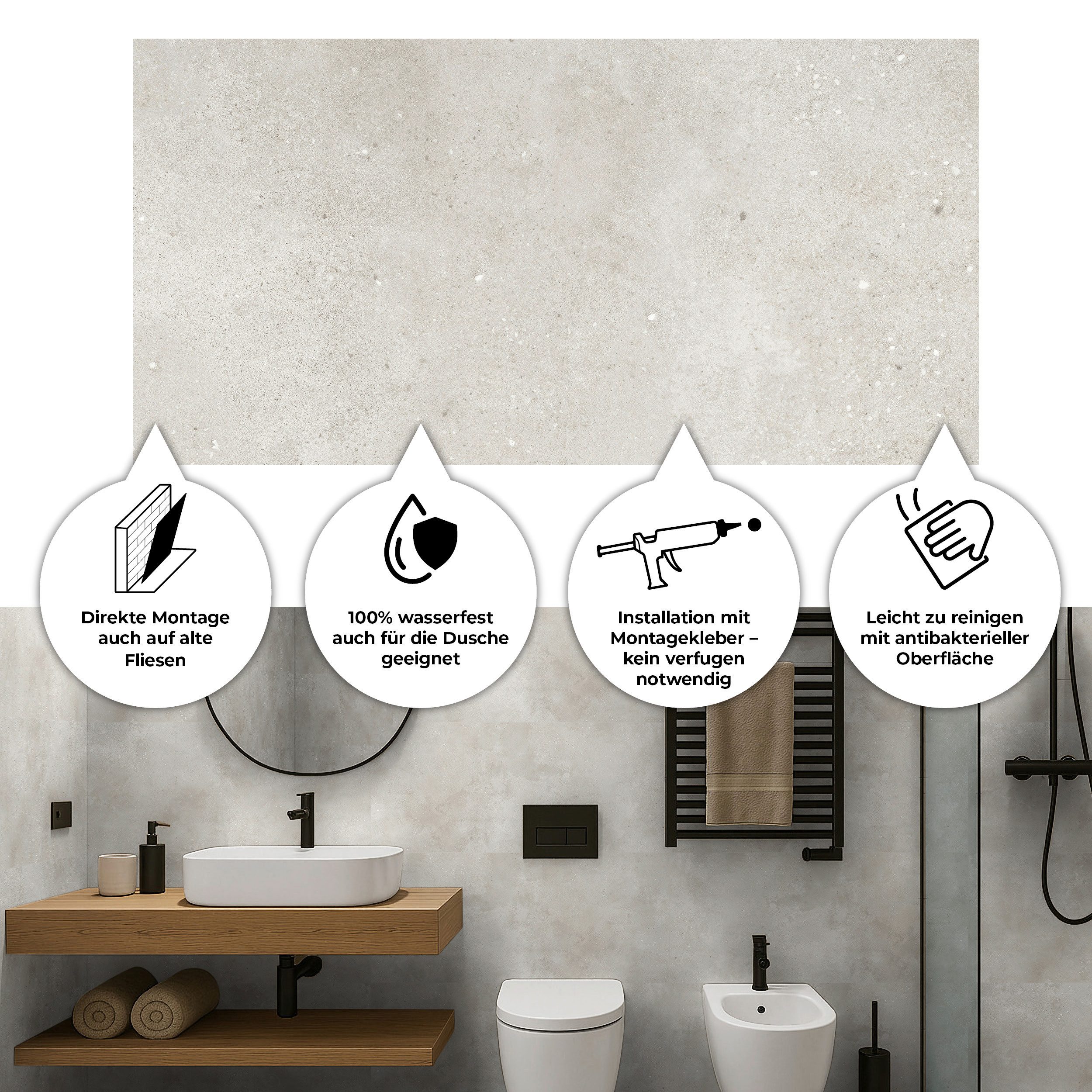 Revet Wandpaneel Wandfliese Kunststoff - wasserfest, kratzfest, alte Fliesen überkleben, BxL: 30x60 cm, 0,18 qm, (Packung mit 2,16 m², 12-tlg., Versandkostenfreie Lieferung) Wandverkleidung im Fliesendesign, wasserfest, pflegeleicht