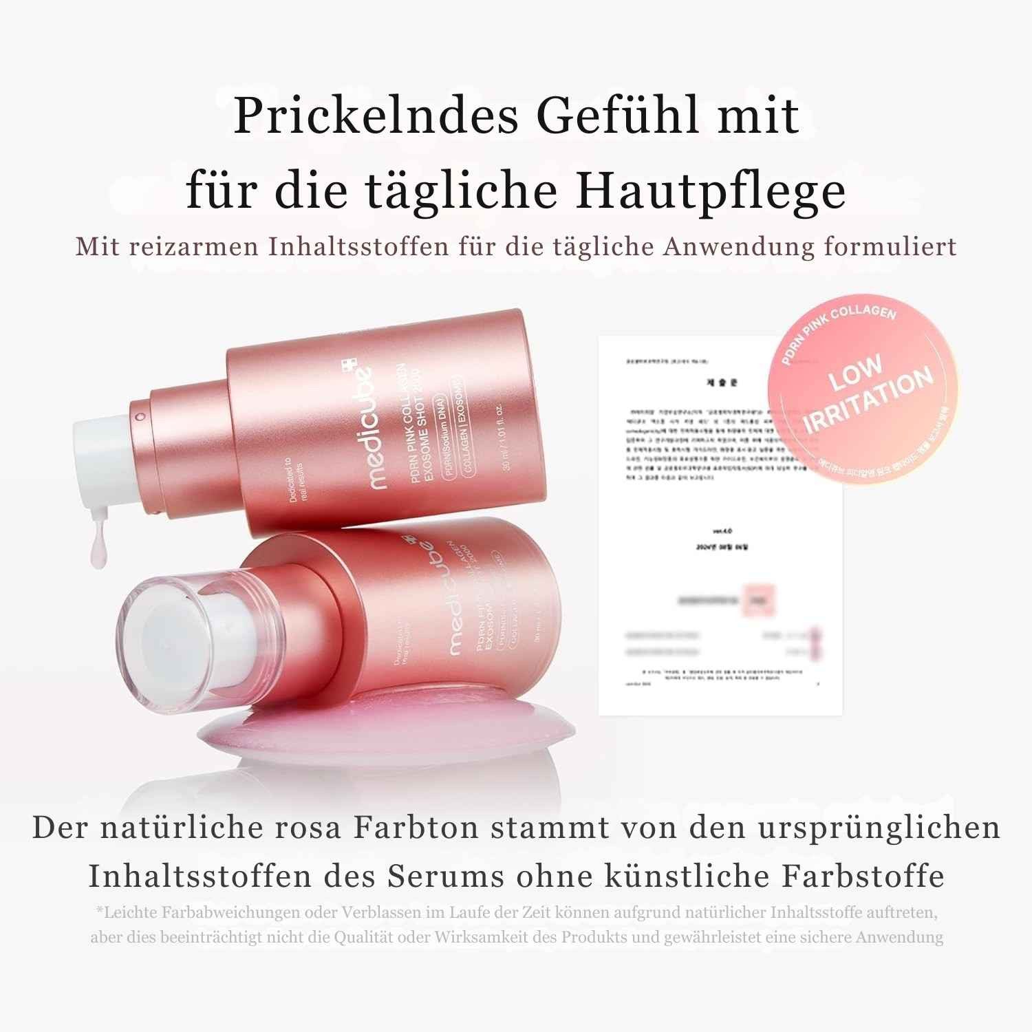 Medicube Gesichtsserum PDRN Pink Collagen Exosome Shot Serum 2000 – Sichtbare Verbesserung von Elastizität & Hautbild dank 2000PPM Exosomen, Kollagen-Extrakt, Sodium DNA, Niacinamide
