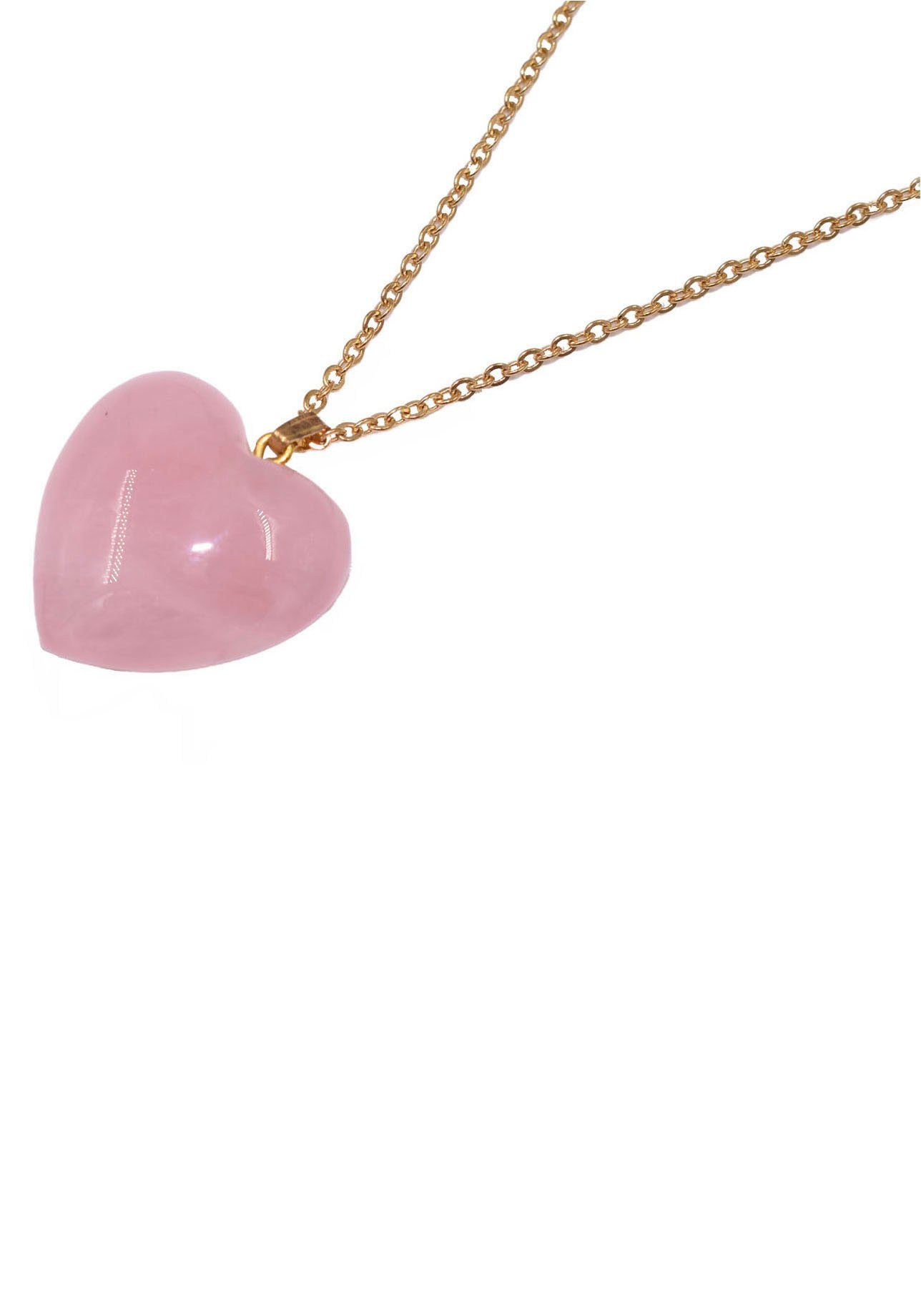 Firetti Kette mit Anhänger Halskette Schmuck Geschenk Herz "LIEBE", Made in Germany - mit Rosenquarz