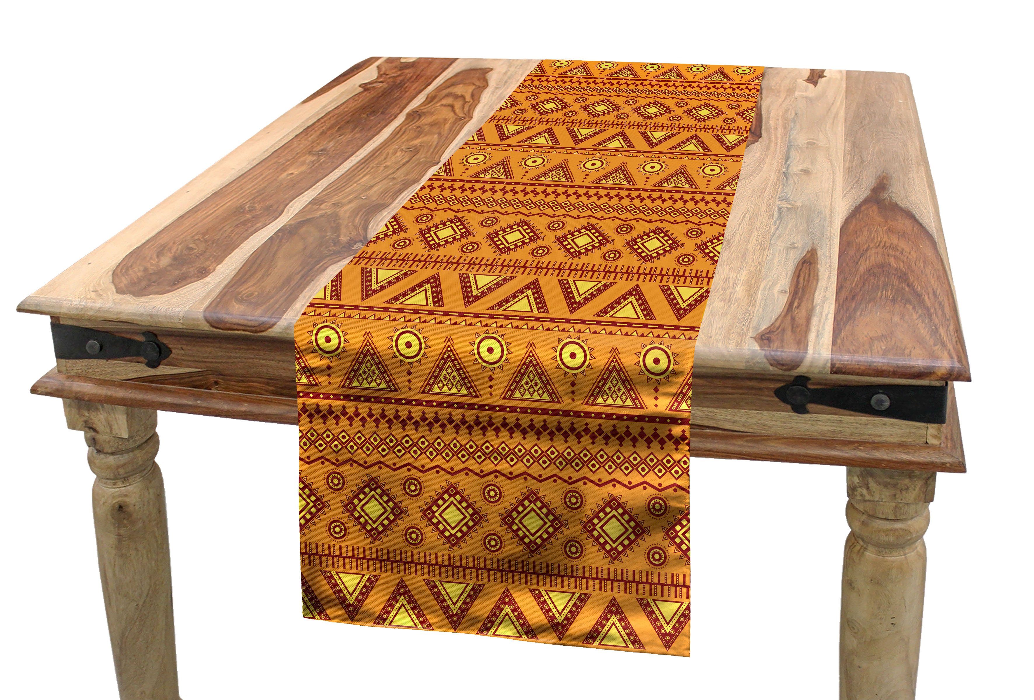 Esszimmer Tischläufer Dekorativer Tischläufer, Orange Borders Rechteckiger Abakuhaus Aztec Küche