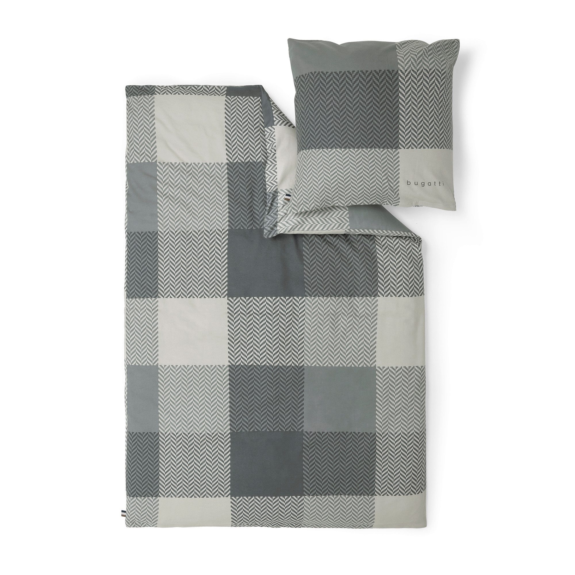 bugatti Постельное белье bugatti Satin-Flanell Kombi-Bettwäsche, Flanell, Mako-Satin, 2 teilig, in hochwertiger 2-in-1-Qualität