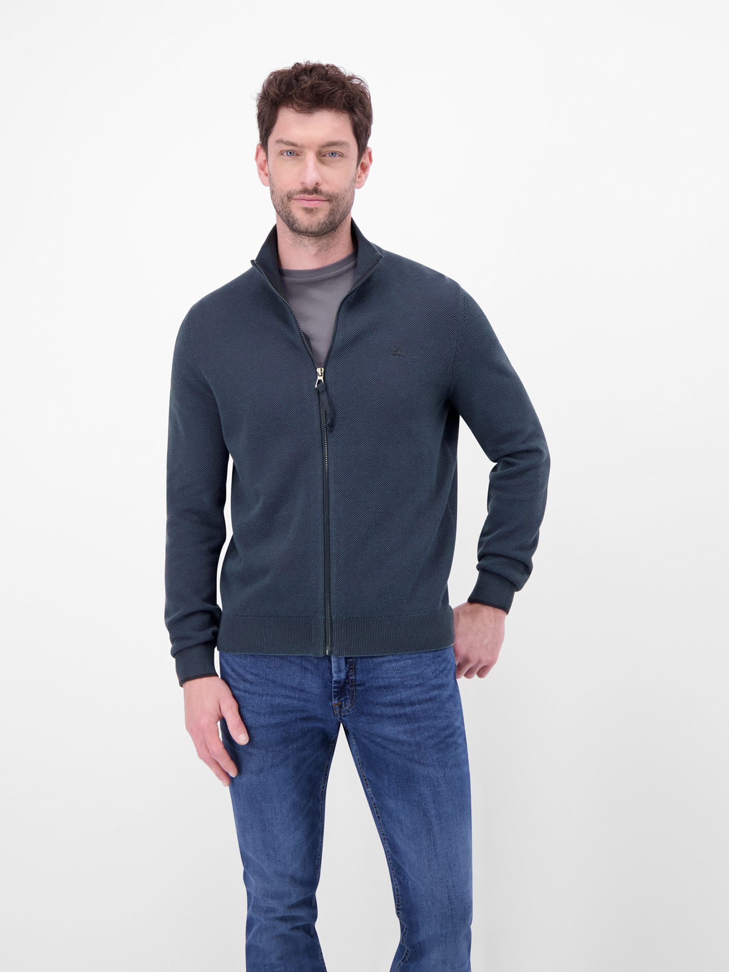 LERROS Strickjacke Strickjacke mit Stehkragen in 2-Tone-Optik
