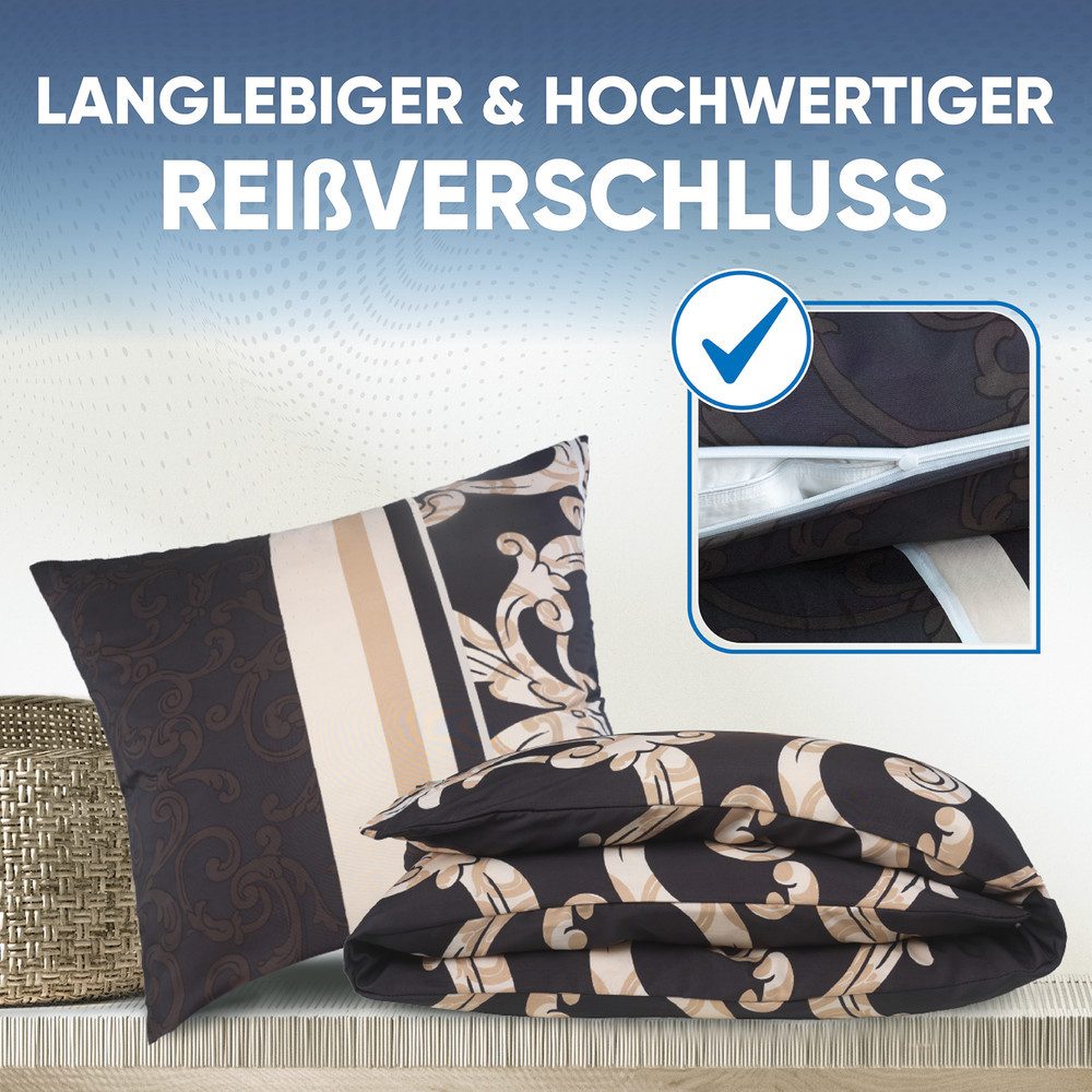 Malika Bettwäsche 2x 135x200 + 2x 80x80 cm atmungsaktiver Bettbezug, moderne Designs, Für Allergiker geeignet, pflegeleicht, angenehm weicher Stoff