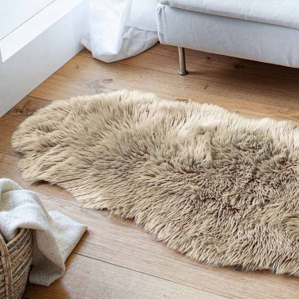 Home-trends24.de Fellteppich Kunstfell Fell Braun Teppich Läufer Bodenmatte Bodenläufer 60 x 180