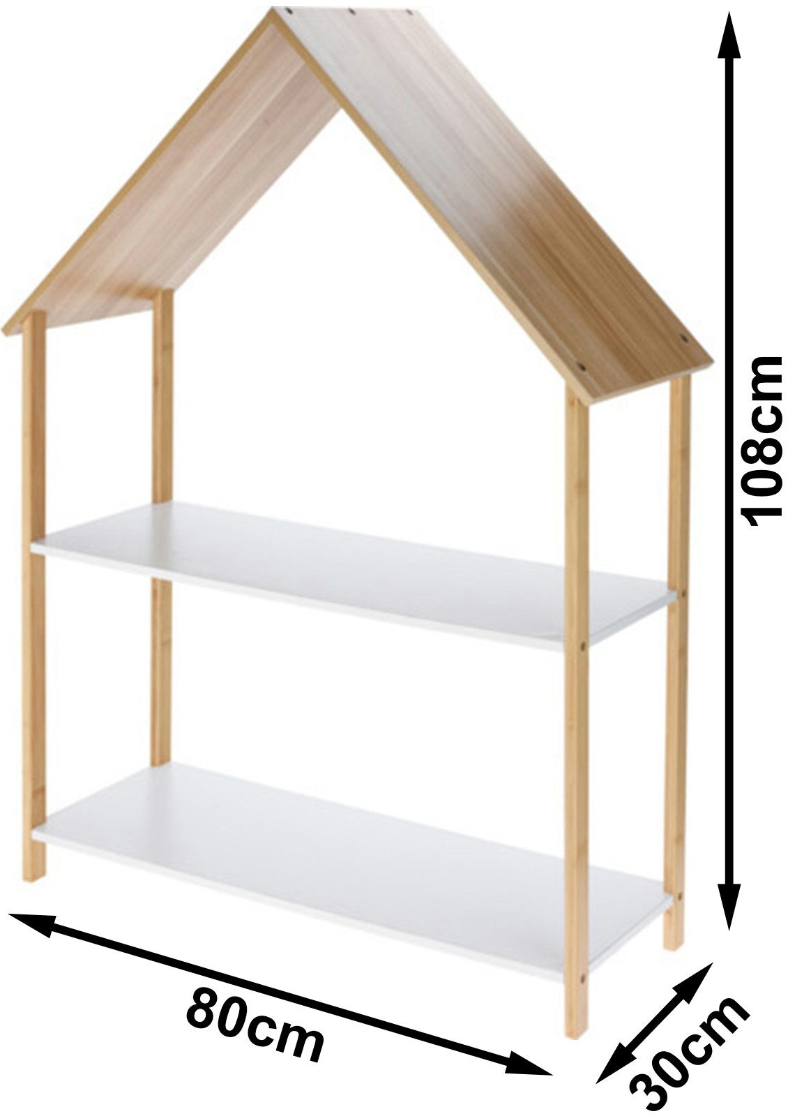 Koopman Kinderregal Spielzeugregal Haus 108x80 cm Regal, 1-tlg., Bambus, 2 günstig online kaufen