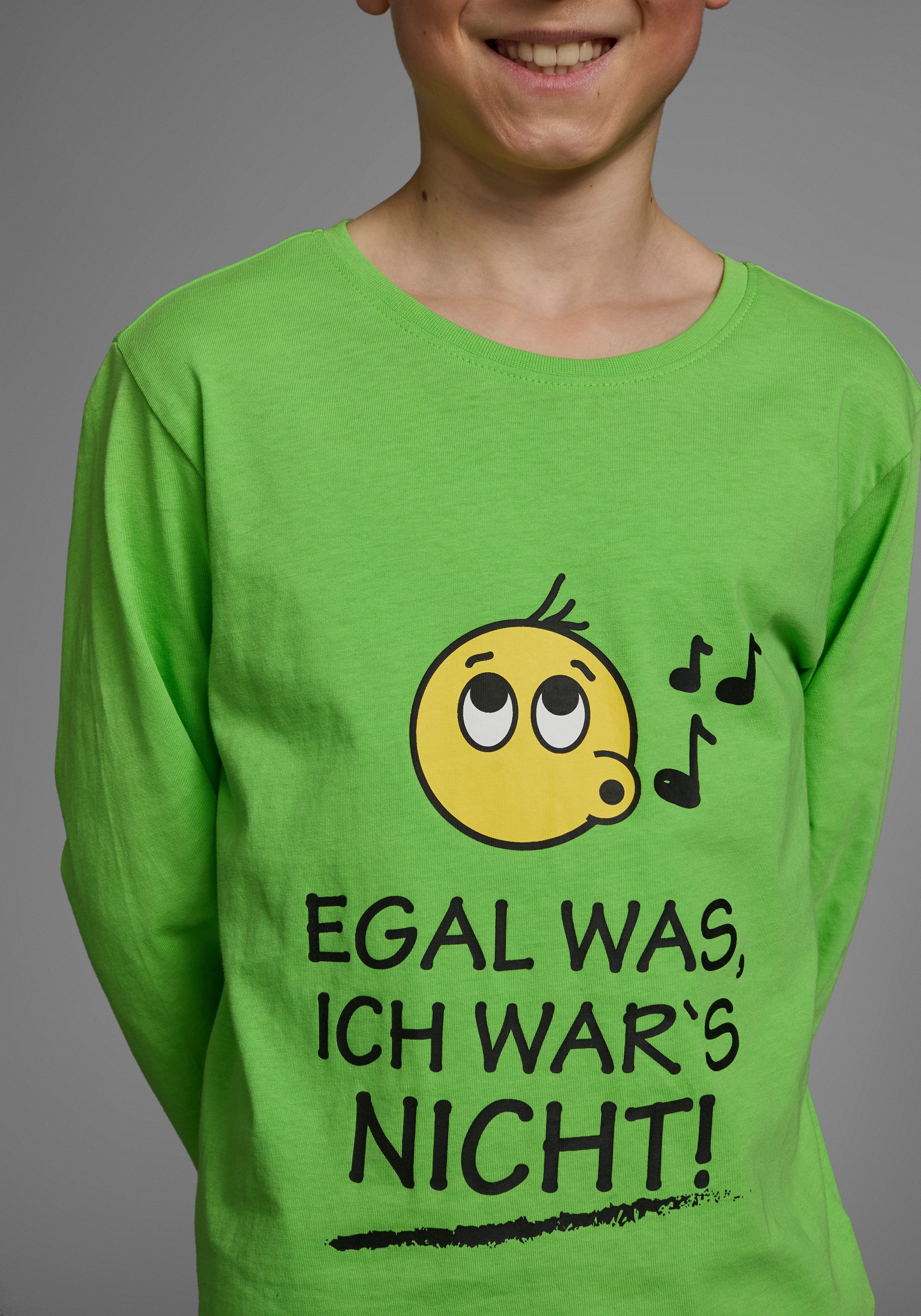KIDSWORLD Langarmshirt EGAL WAS, ICH WAR'S NICHT! Langarm, Basic-Passform, peppiger Aufdruck, Rundhalsausschnitt