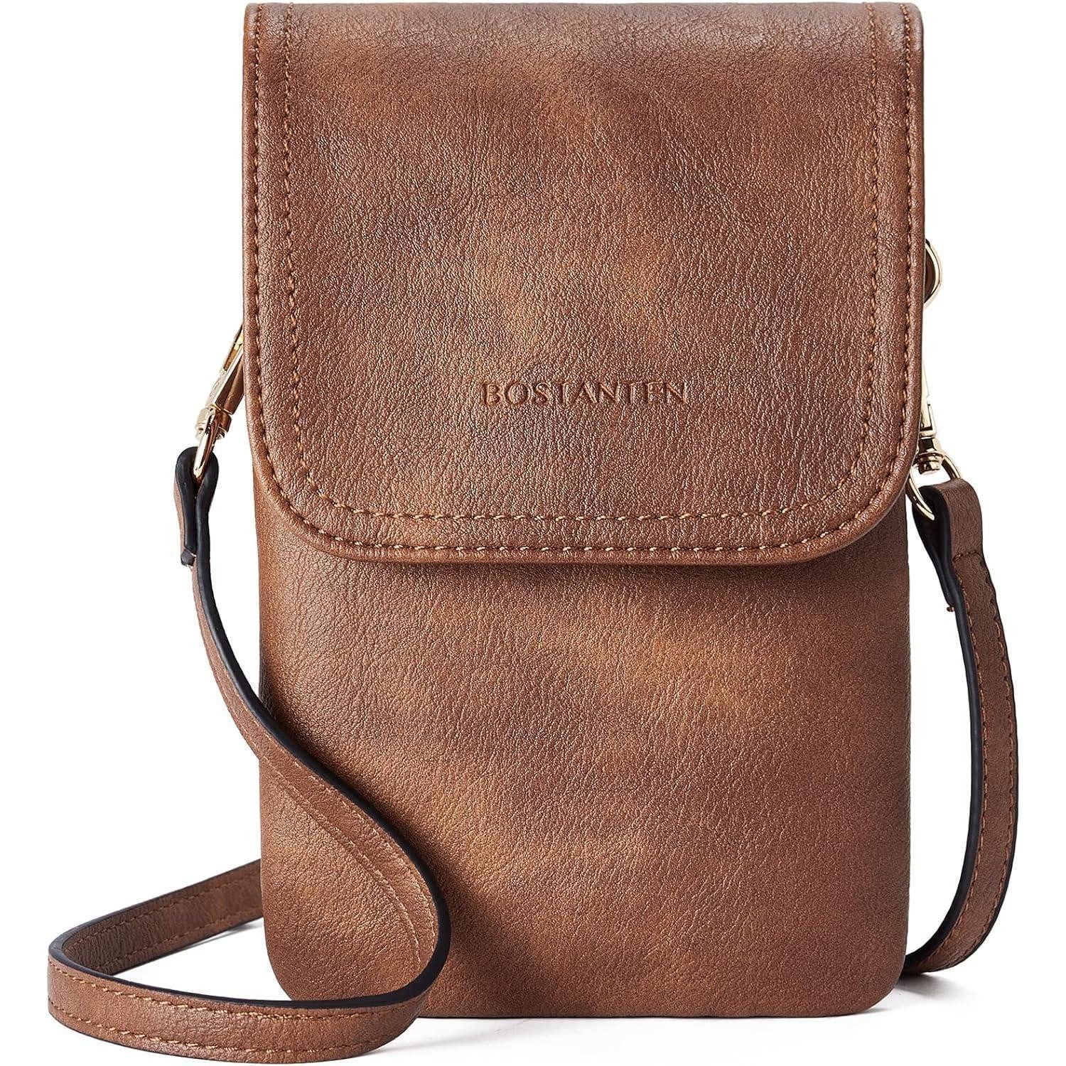 LuxusKollektion Handytasche Kleine Damen Handytasche Umhängetasche PU Leder Braun Smartphonetasche