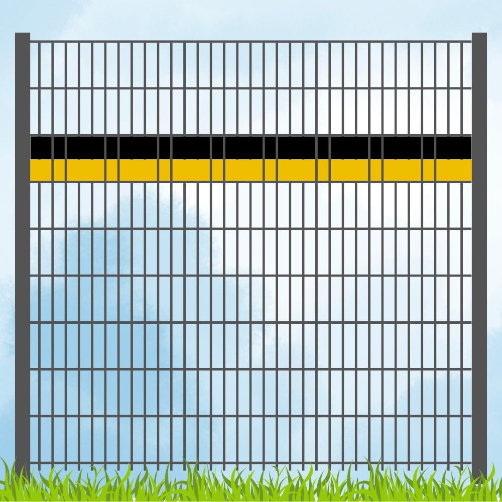 zaunzu Sichtschutzstreifen Vereinsfarben Schwarz/Gelb Akzentstreifen, (1 Set, Sichtschutzstreifen für Doppelstabmatten), Vereinsfarben Schwarz/Gelb