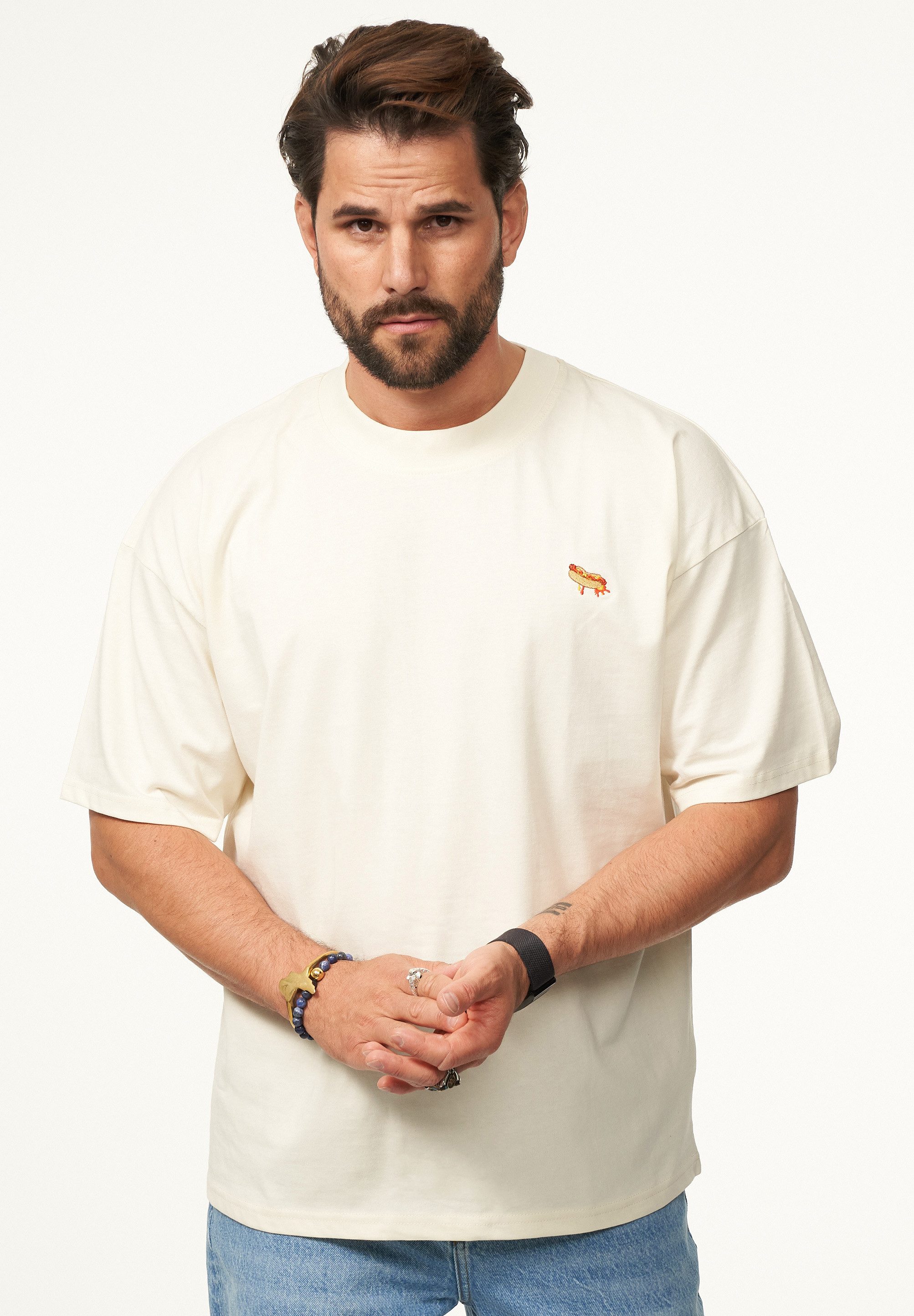 SOULSTAR T-Shirt mit Stickerei Herren Oversize-Fit Kurzarm Shirt mit Rundhals-Ausschnitt