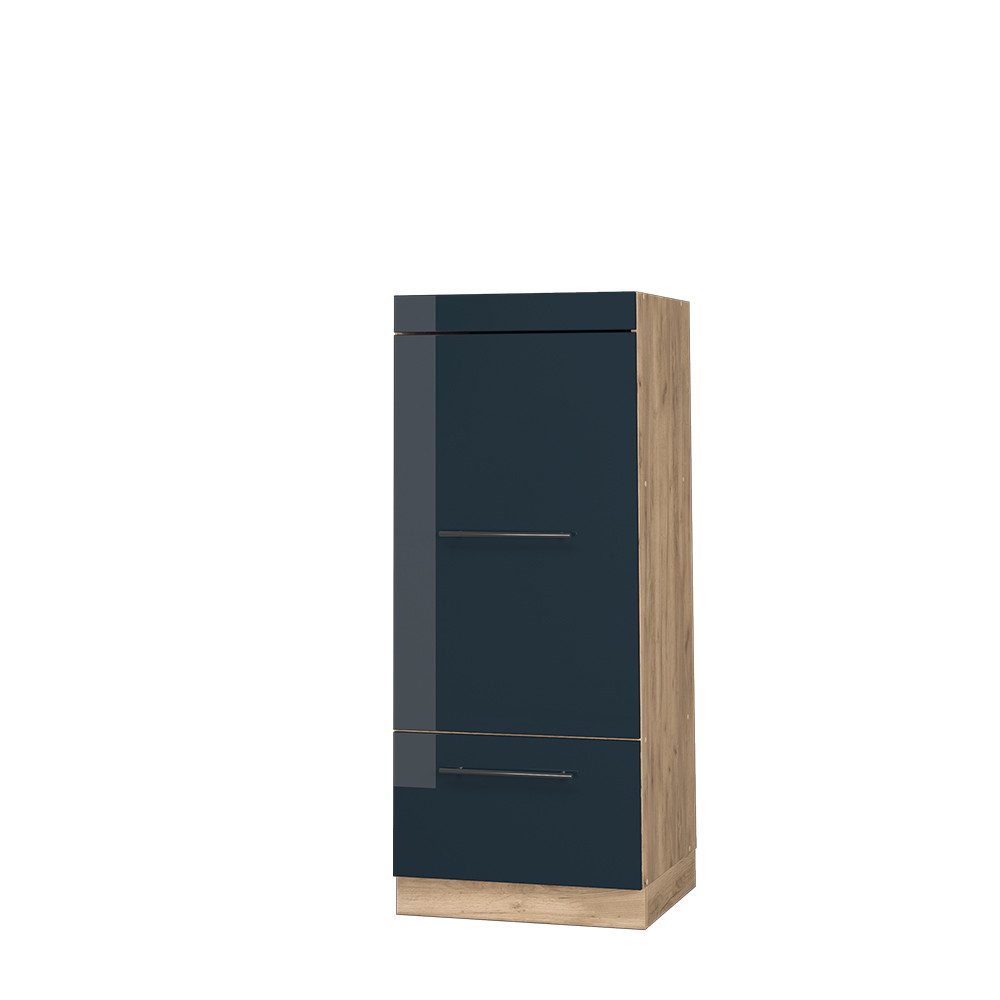 Vicco Mikrowellenschrank Fame-Line Dunkelblau Hochglanz/Goldkraft Eiche 60 günstig online kaufen