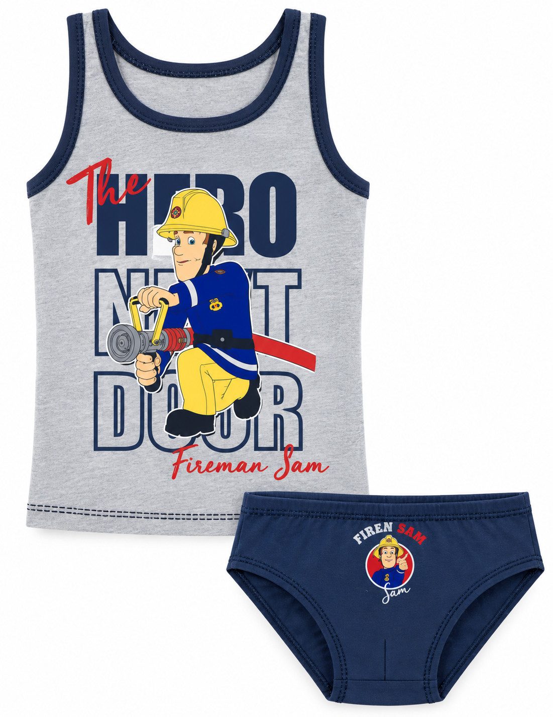 Feuerwehrmann Sam Hemd & Hose Feuerwehrmann Sam Jungen Unterhemd + Slip Set 2 - 7 Jahre (Set) Dopperpack Kinderunterwäsche