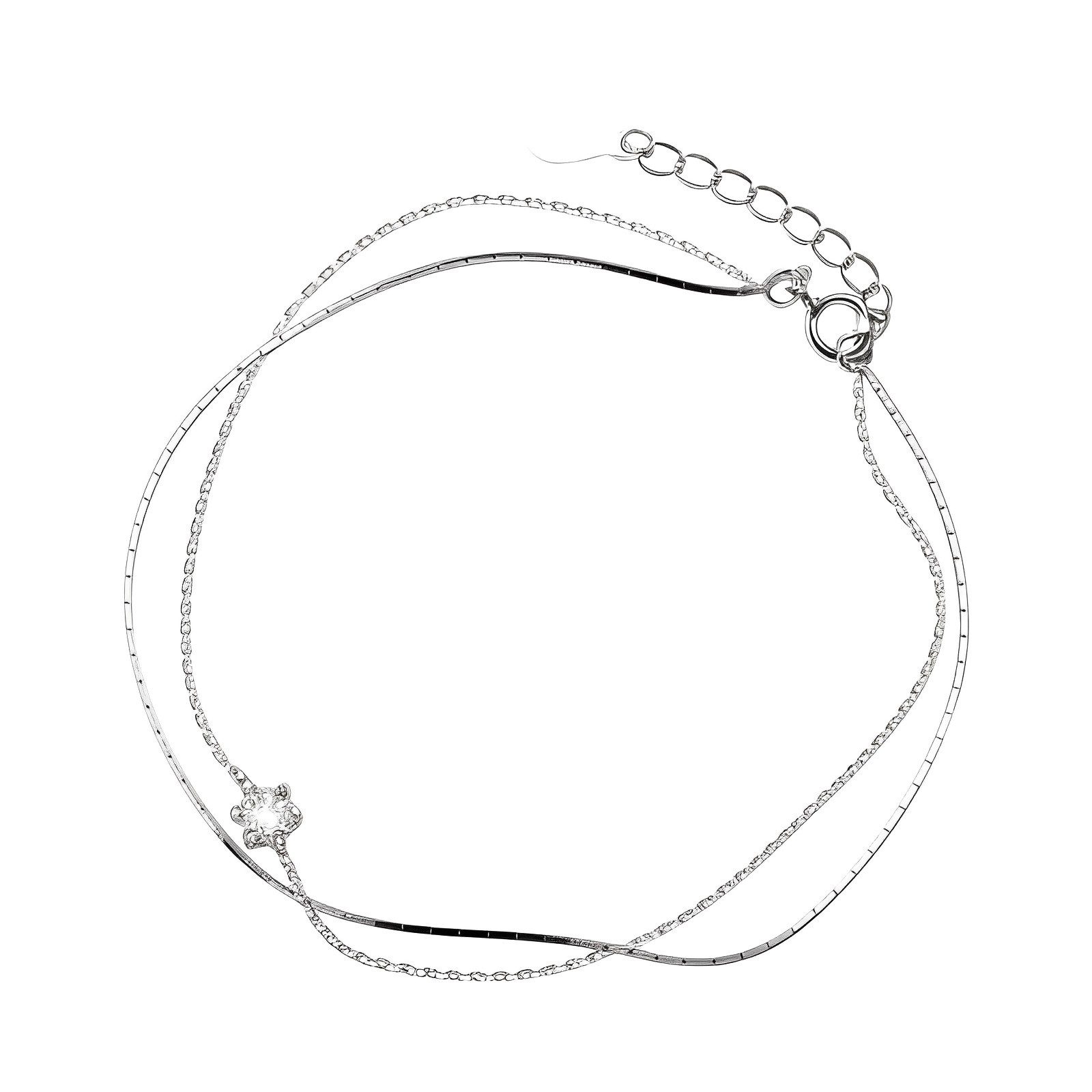 Color Design Armband S925 Silber Armband mit Zirkonia Stein filigranes Doppelketten, Schmuck für Alltag und besondere Anlässe