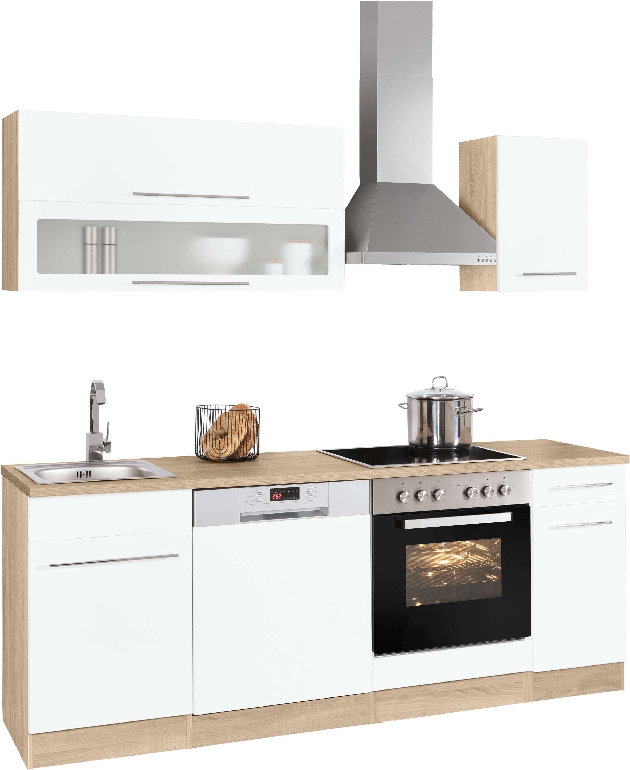 KOCHSTATION Küchenzeile KS-Eton, mit E-Geräten, Breite 210 cm