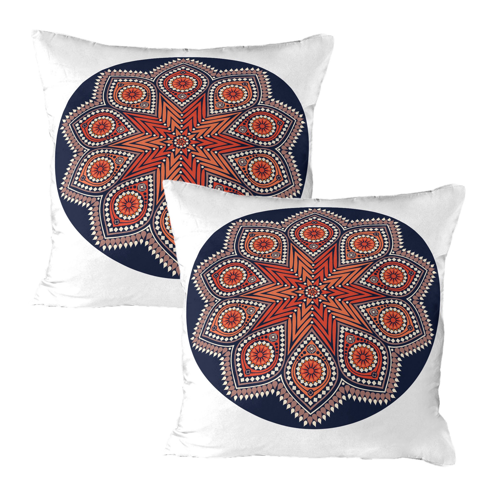 Abakuhaus Kissenbezüge Dekorativer Quadratisch Gedruckter Kissenbezug, (2 Stück), Mandala Eastern Boho Medaillon Kunst