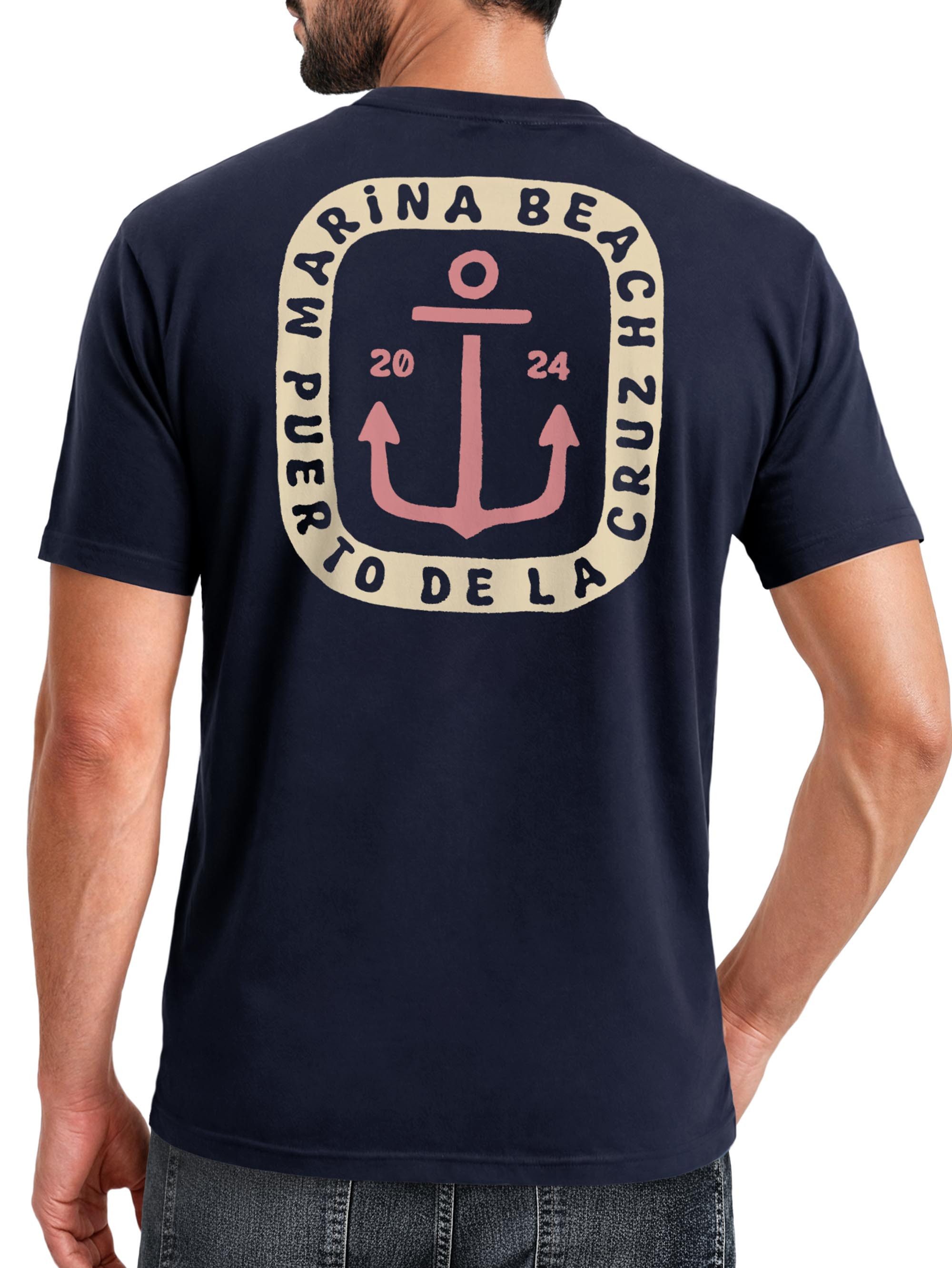 Print-Shirt Herren T-Shirt Backprint Anker Motiv Maritim Sommer Segeln Fashion