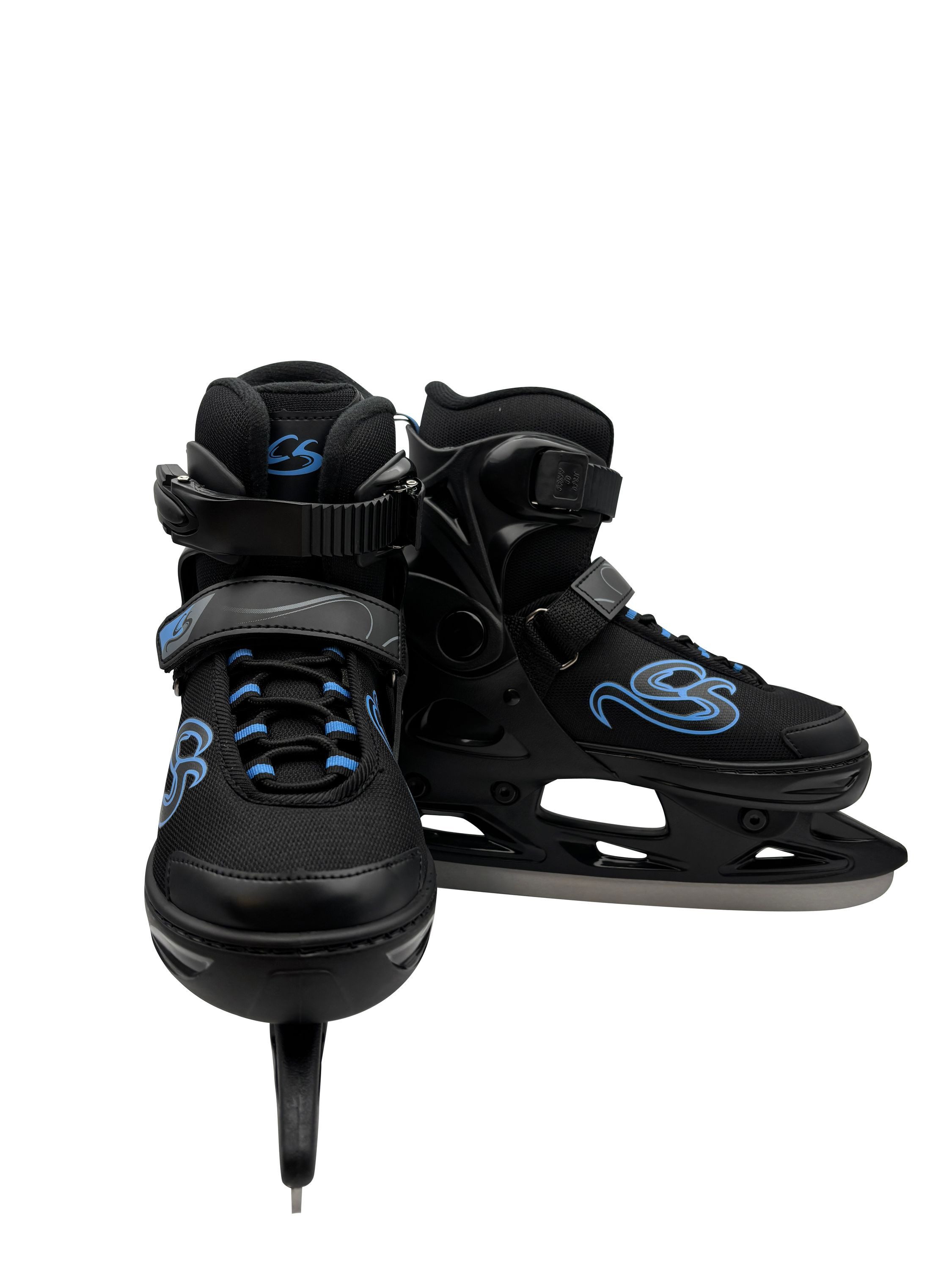 Cox Swain Schlittschuhe CRYSTAL – größenverstellbar, Softboot – Black/Blue – M (37-40), Verstellbare Schlittschuhe mit Edelstahlkufen – Bild 4 von 5