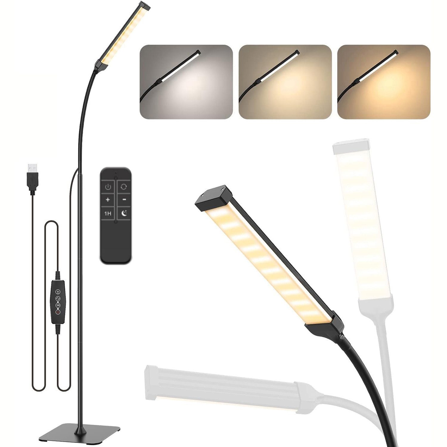 Stehlampe 3000-6000K Standleuchte Memory Funktion 5 Helligkeit Standing Lamp