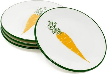 Lashuma Teller Gemüse, (4 St), Keramik Geschirr Set rund, Dessertteller klein Ø 15 cm