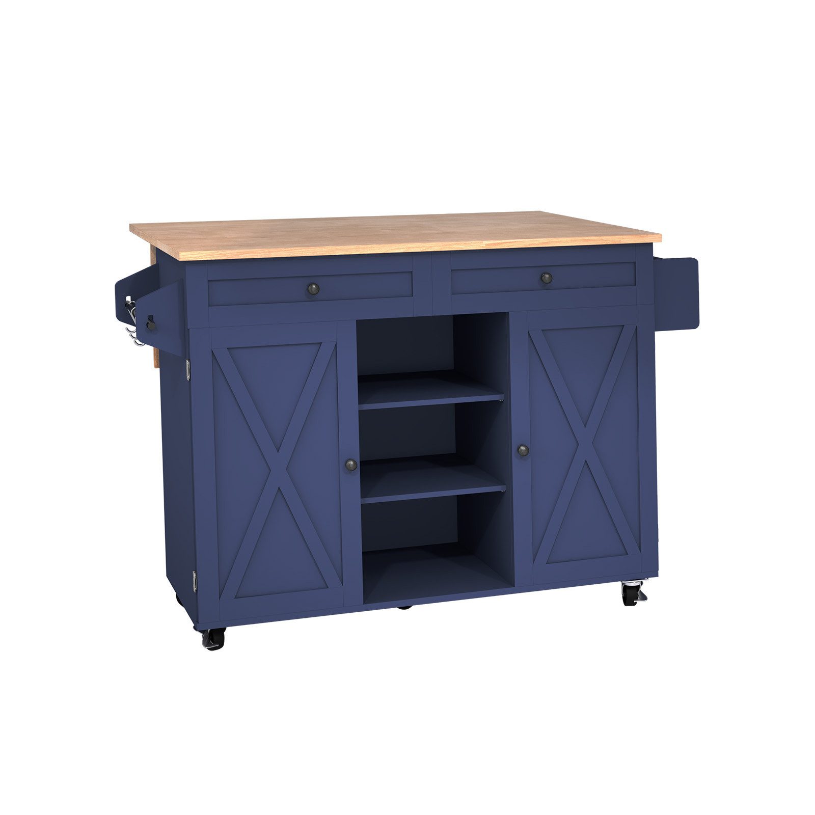 HOLTICO Küchenwagen mit abklappbarer Arbeitsplatte, Kücheninsel auf Rädern, günstig online kaufen
