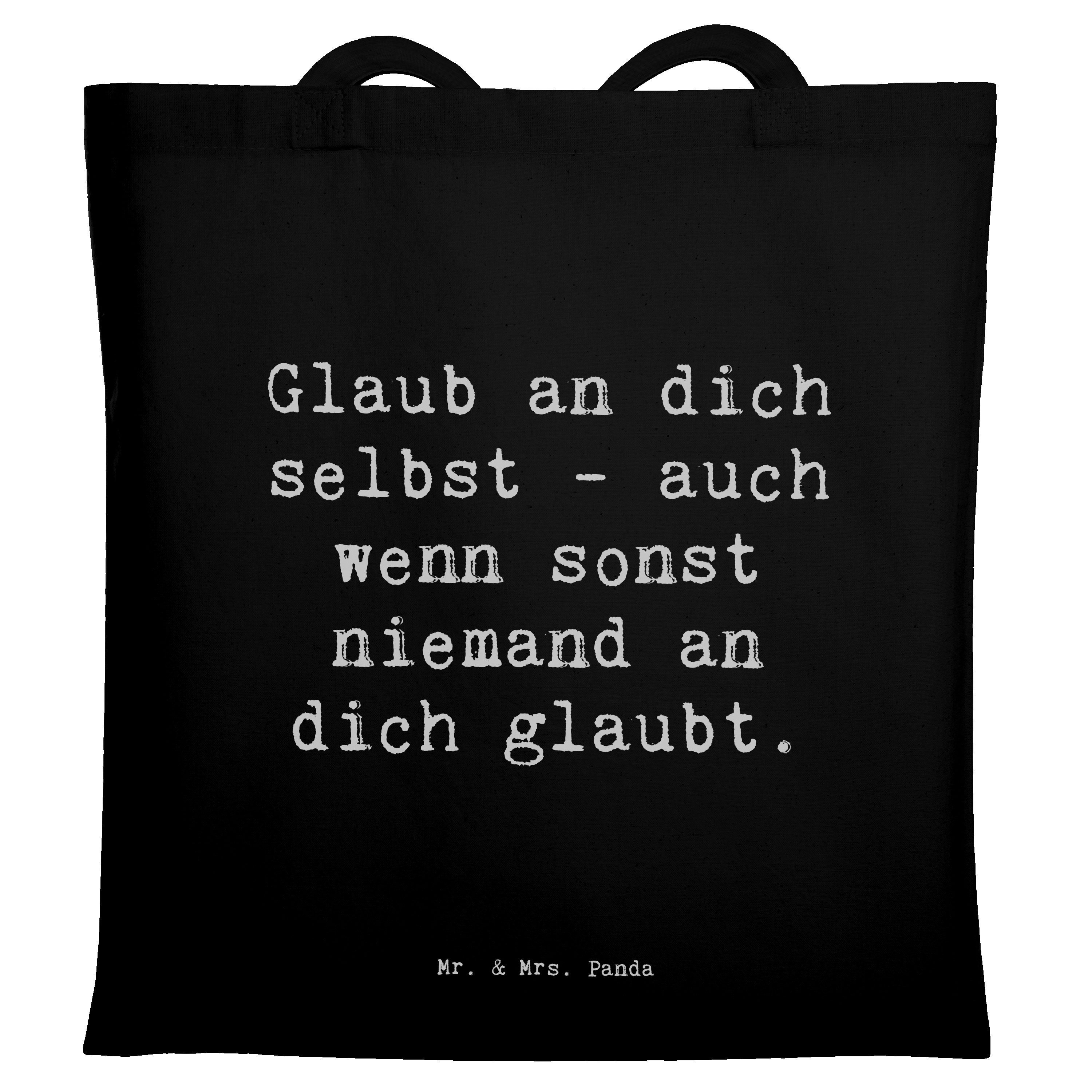 Tragetasche Spruch Glaube an dich selbst - Schwarz - Geschenk, Selbstbewusstsein