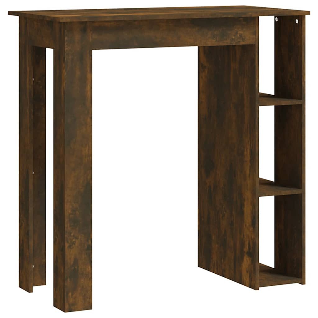 furnicato Bartisch Stehtisch Räuchereiche 102 x 50 x 103,5 cm Massivholz (1-St), Stabiler Beistelltisch mit drei Ablagen für Küche oder Essbereich