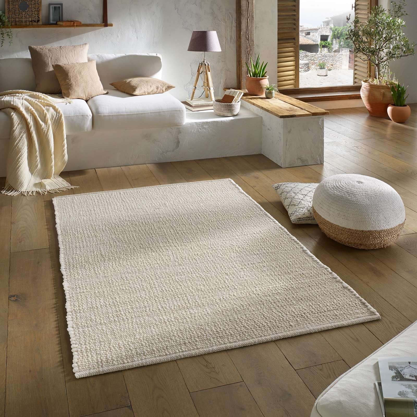TaraCarpet Wollteppich TaraCarpet, weiß, Gr. 200 cm x 240 cm x 10 mm