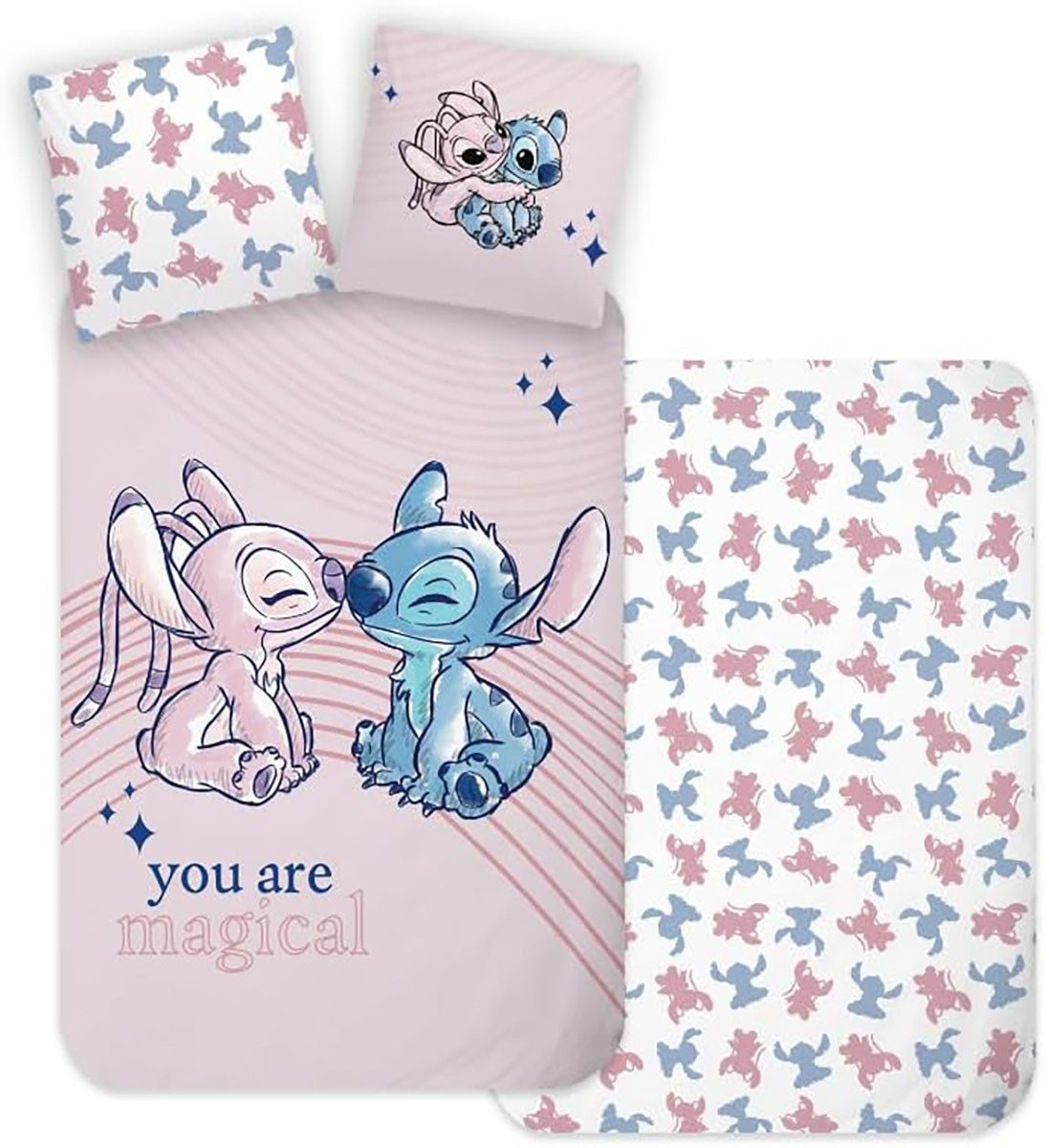 Disney Kinderbettwäsche Disney Lilo und Stitch Kinderbettwäsche Kuss Angel günstig online kaufen