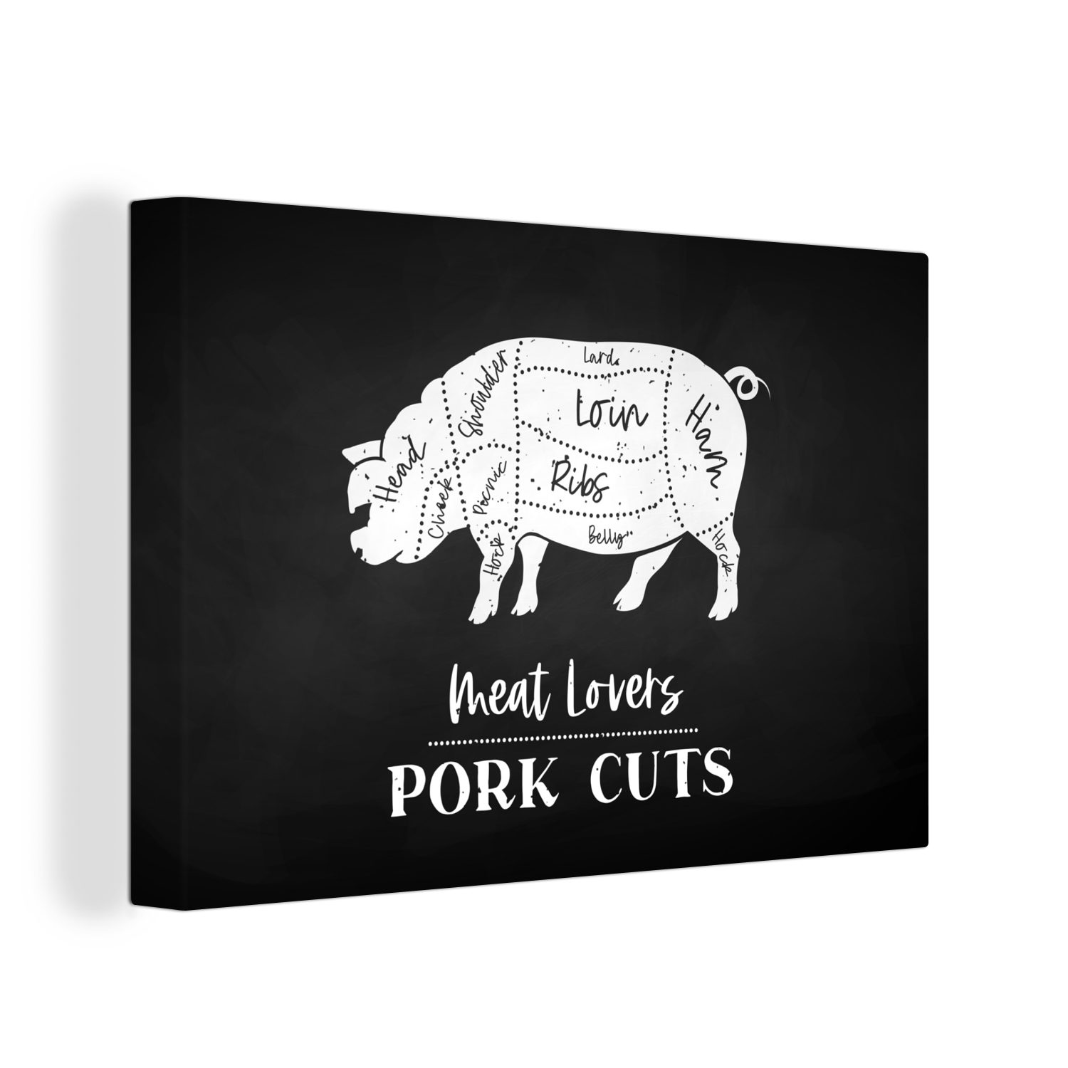 OneMillionCanvasses® Leinwandbild Küche - Schwein - Metzger, (1 St), Wandbild Leinwandbilder, Aufhängefertig, Wanddeko, 30x20 cm