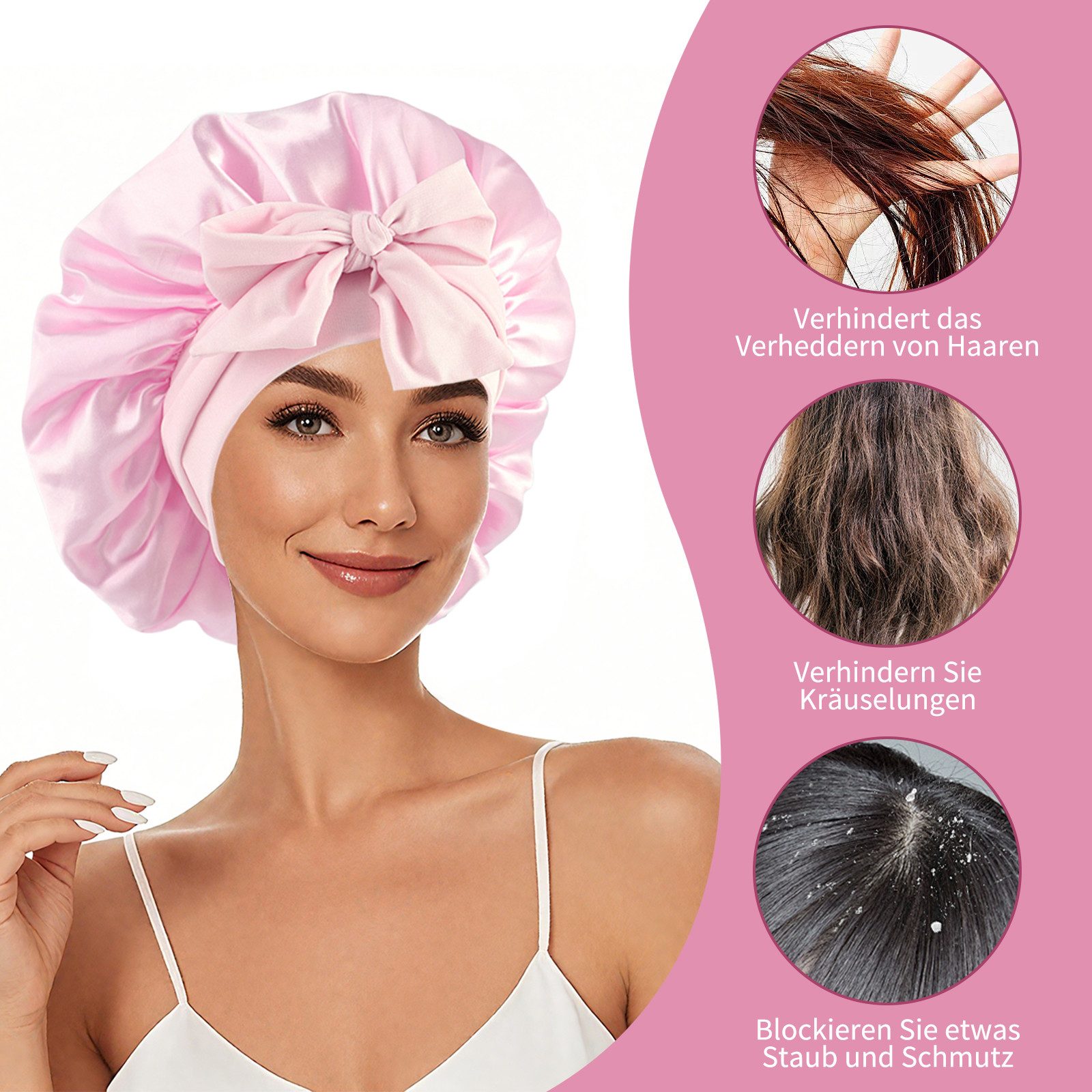 inschimmer Duschhaube 2er Schlafmütze Haarhaube Bonnet für Damen Schlafhaube zum Schlafen