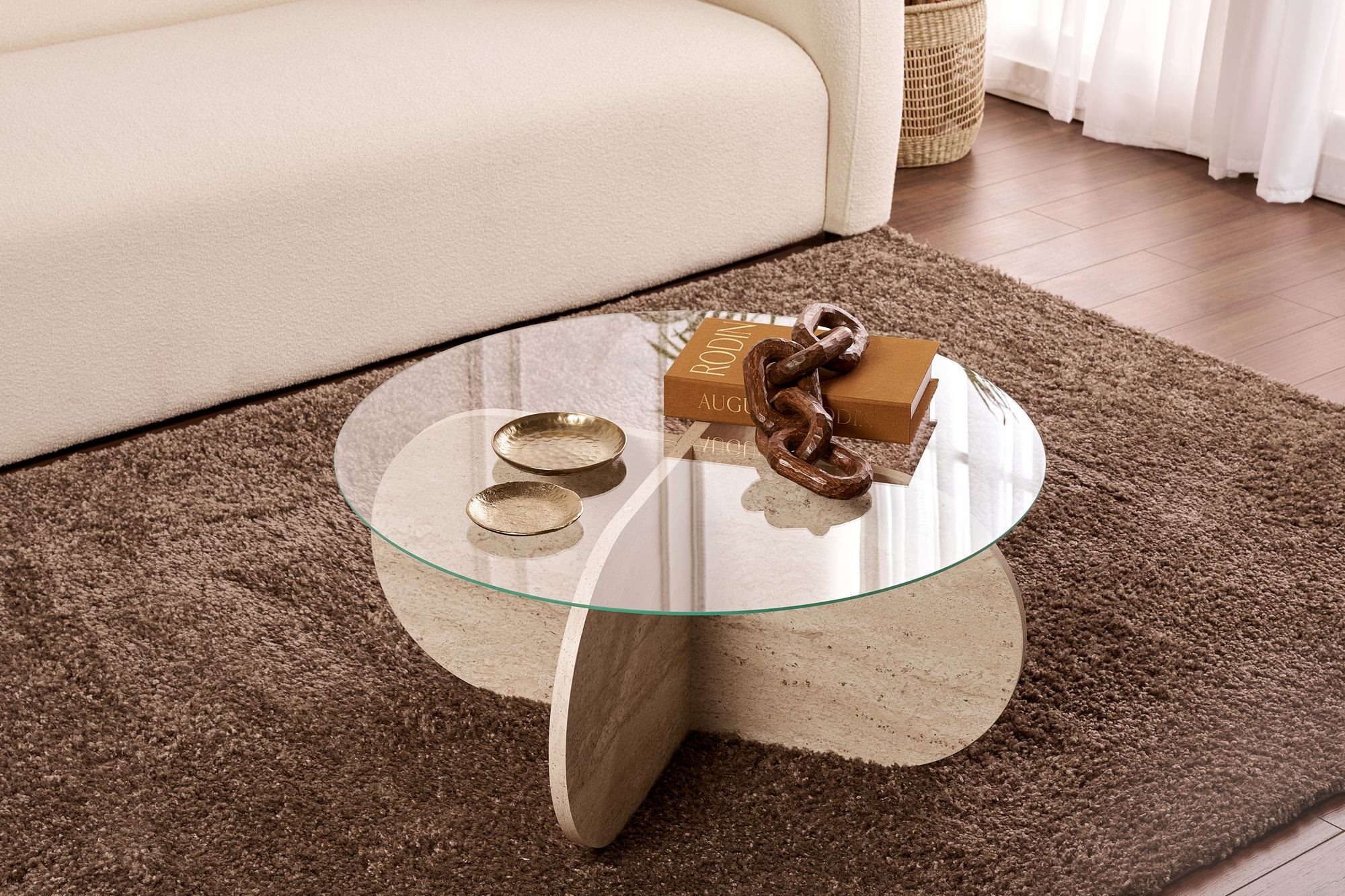 Skye Decor Couchtisch Aeris, Modernes Design Gehärtete Glasplatte Pflegeleichte Oberfläche