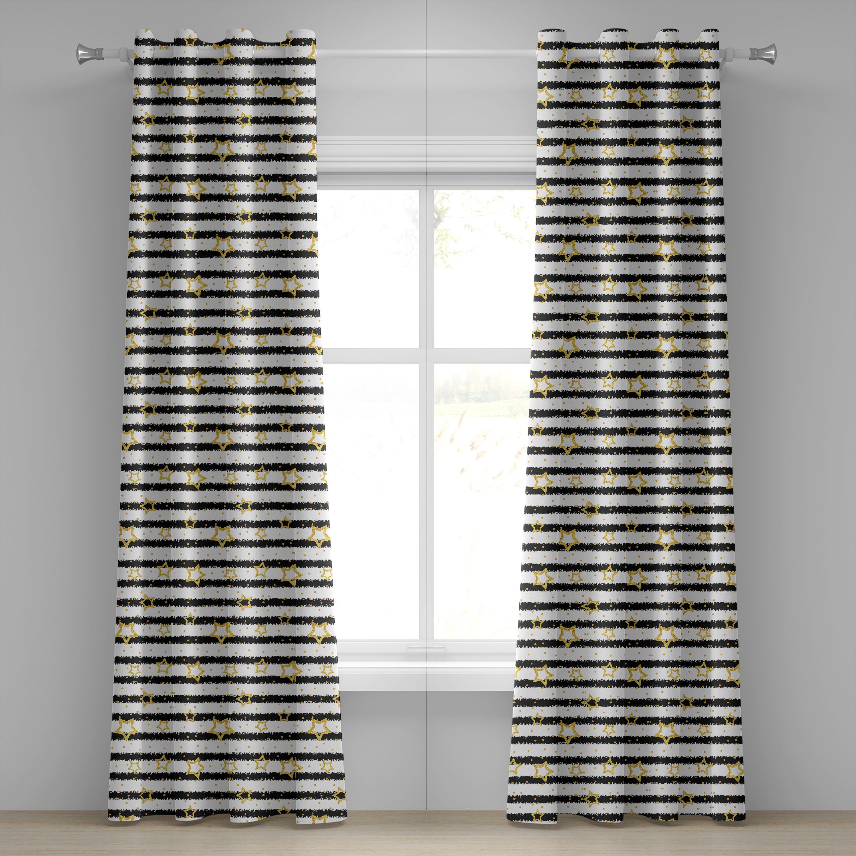 Gardine Dekorative 2-Panel-Fenstervorhänge für Schlafzimmer Wohnzimmer, Abakuhaus, Star Punkt-Streifen Feiern