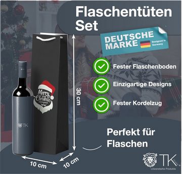 TK Gruppe Geschenkpapier 12x XXL Flaschentüten Weihnachtstaschen Geschenktüten Weintüte, (12St), mit Geschenkanhänger