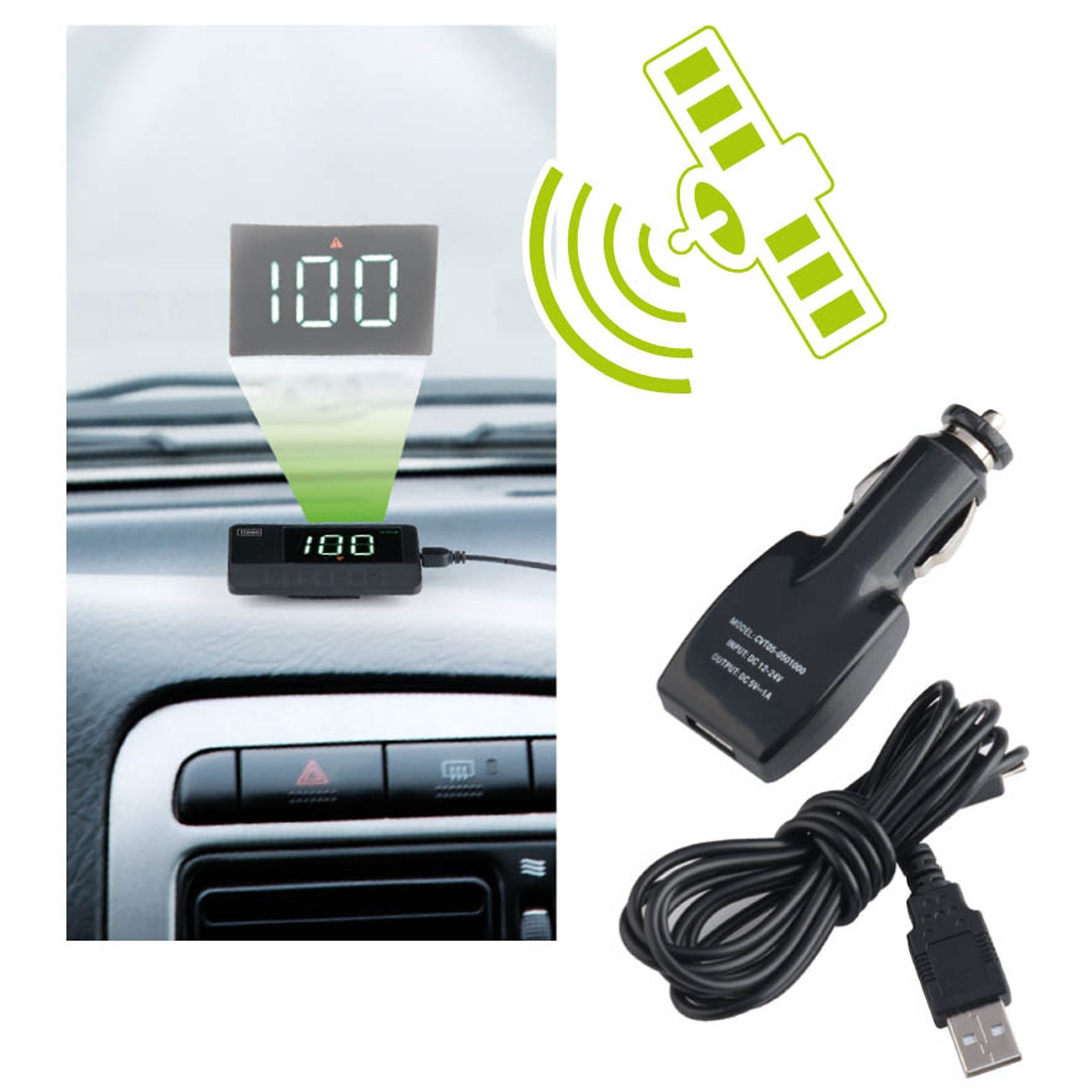TREBS Head Up Display 99742, 1-tlg., GPS-Geschwindigkeitsanzeige, Warnfunktion, Projektion, einfacher