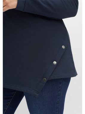Sheego Sweatshirt Große Größen mit asymmetrischem Saum und Zierknöpfen