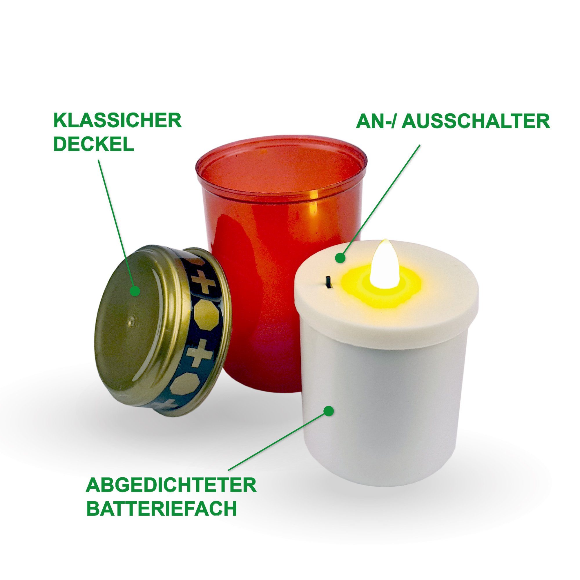 Bestlivings Grabkerze Grableuchte LED wetterfest (2-tlg), günstig online kaufen