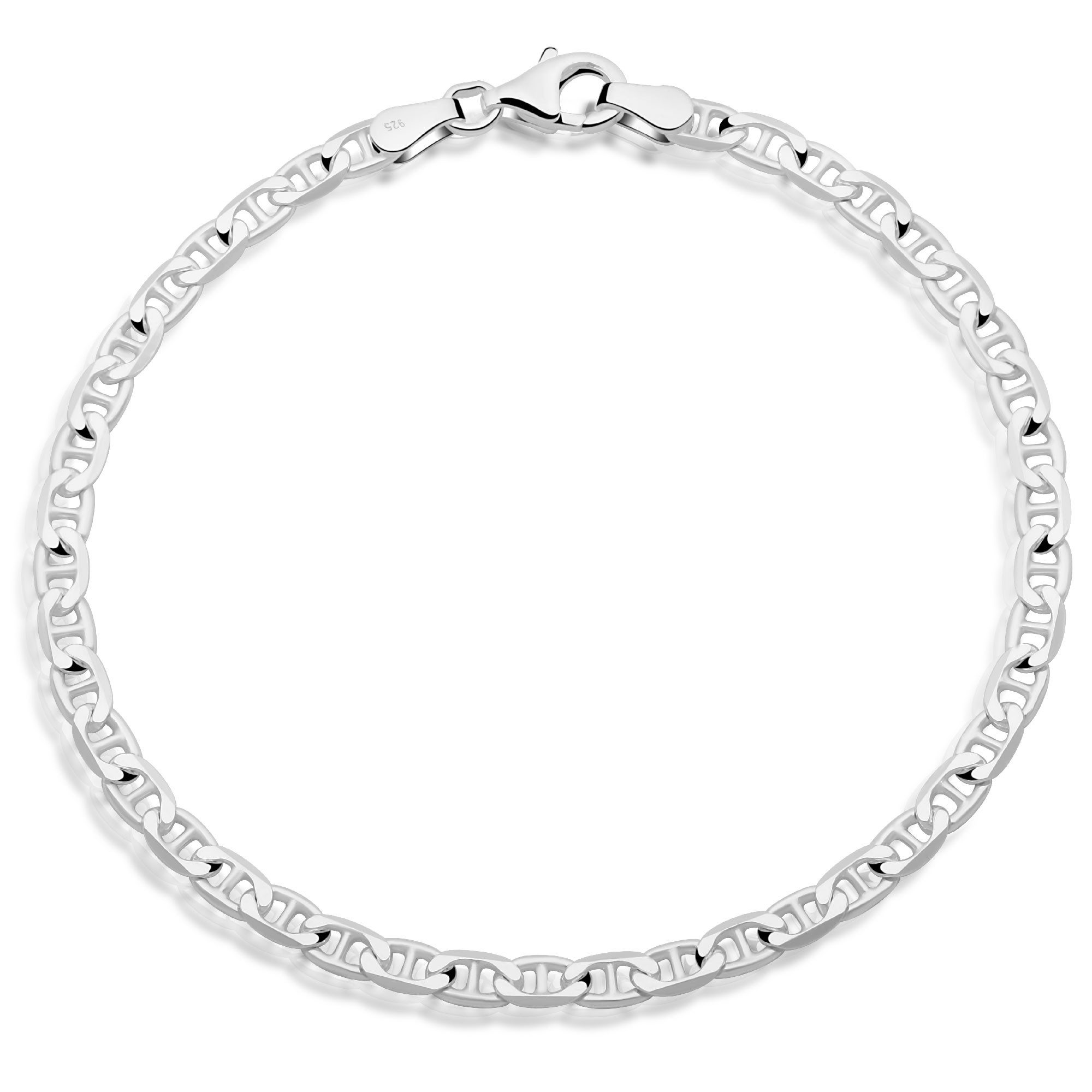 Silberarmband Stegpanzerarmband 3,5 mm 925er Silber Massiv Diamantiert